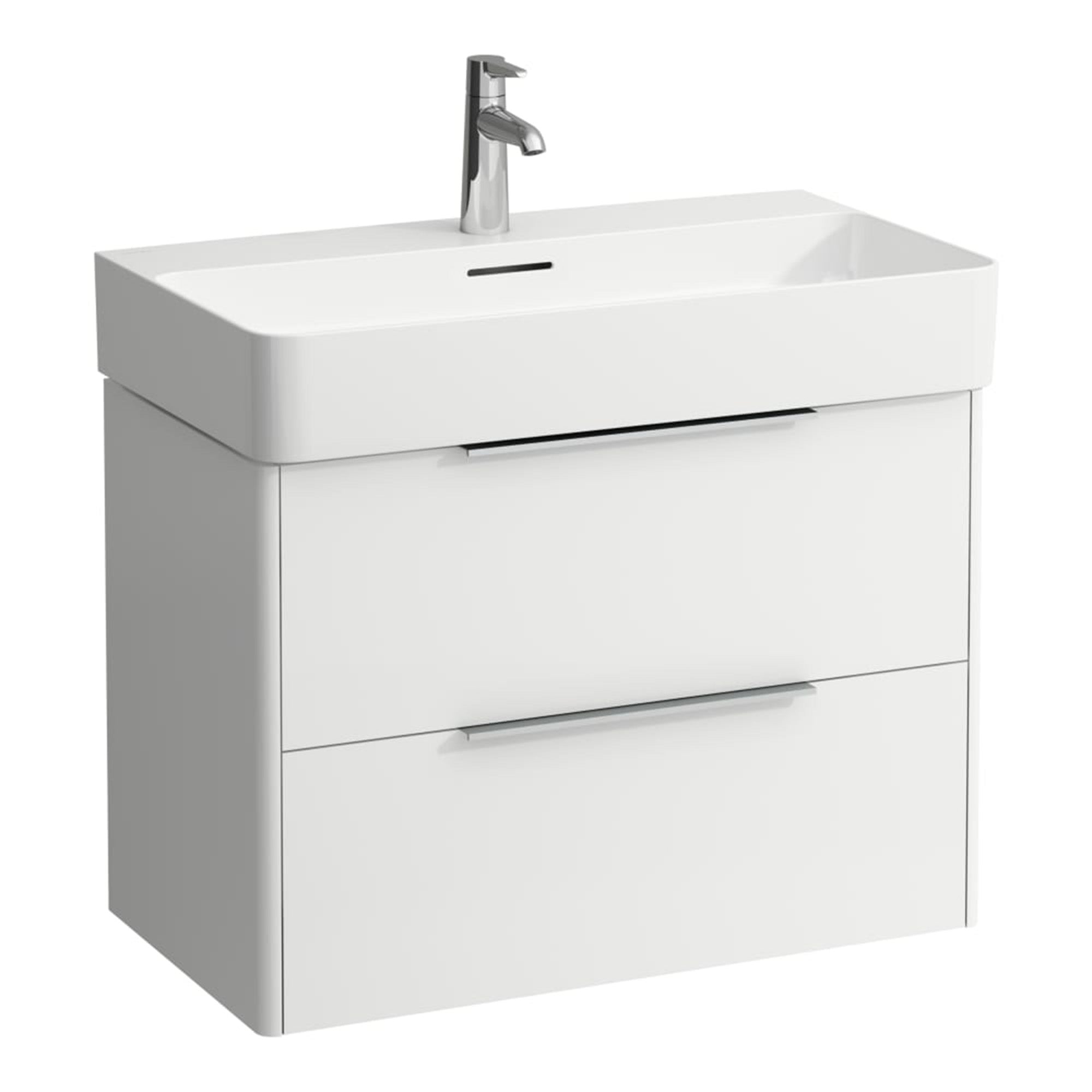 laufen val 750 2 drawer wall hung vanity ceramic washbasin white gloss