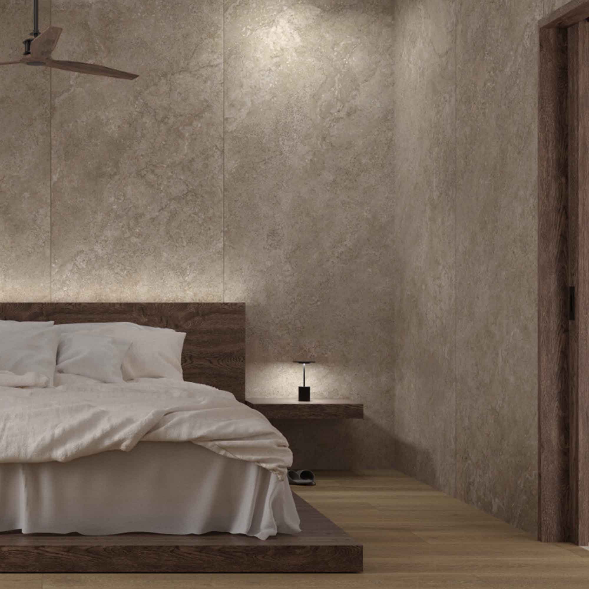 linen mocha 4d shaped marble effect porcelain tile 100x100cm matt