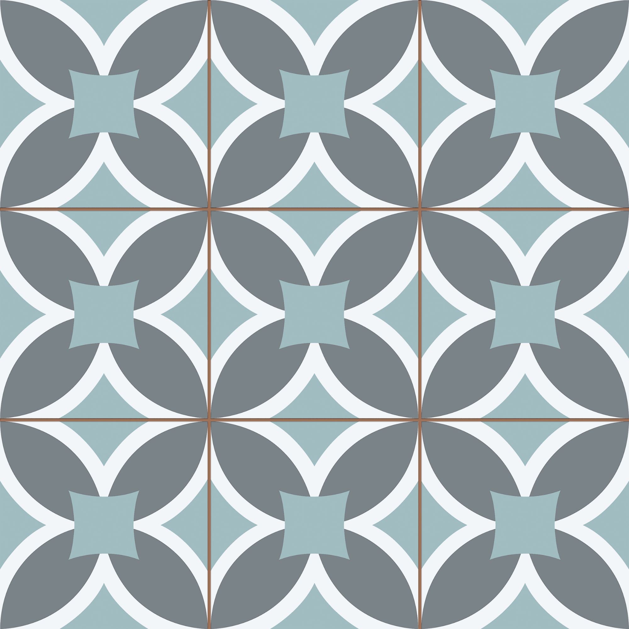 Lisbon Blue Pattern Porcelain Tile 45x45cm Matt