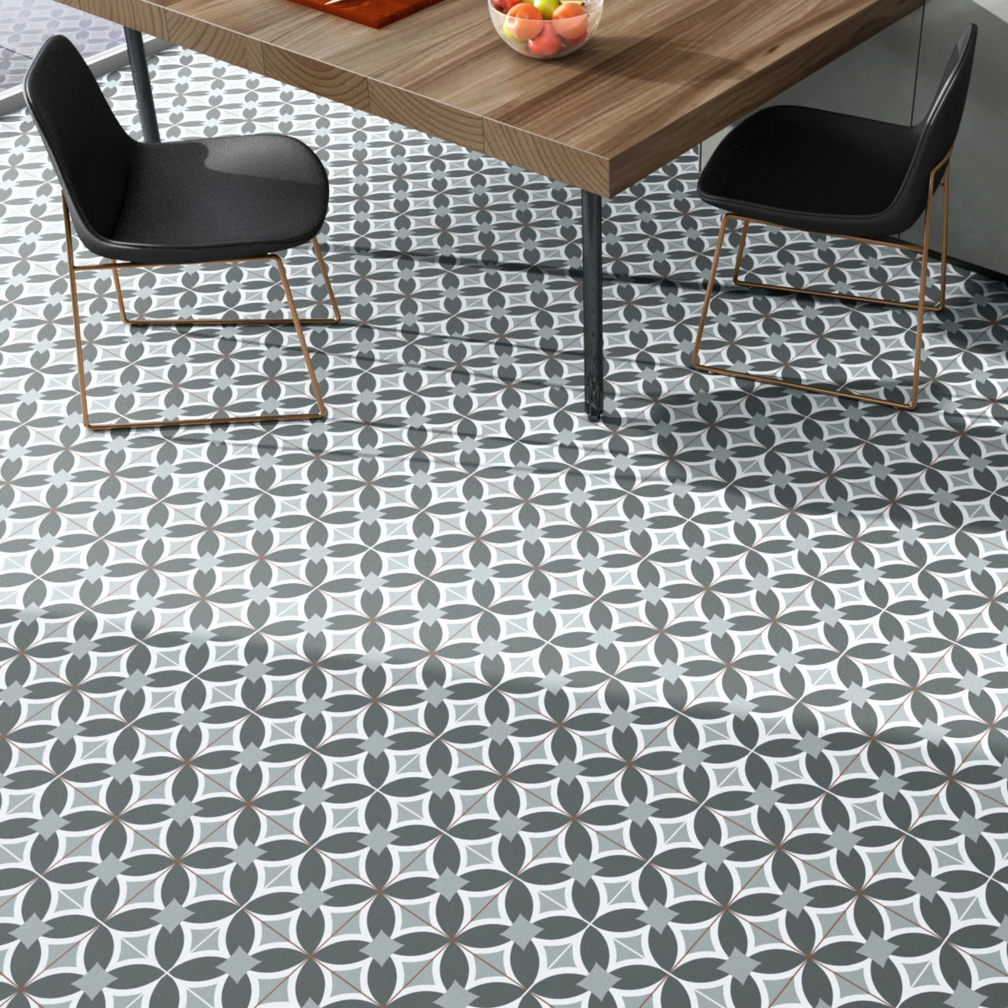 Lisbon Grey Pattern Porcelain Tile 45x45cm Matt