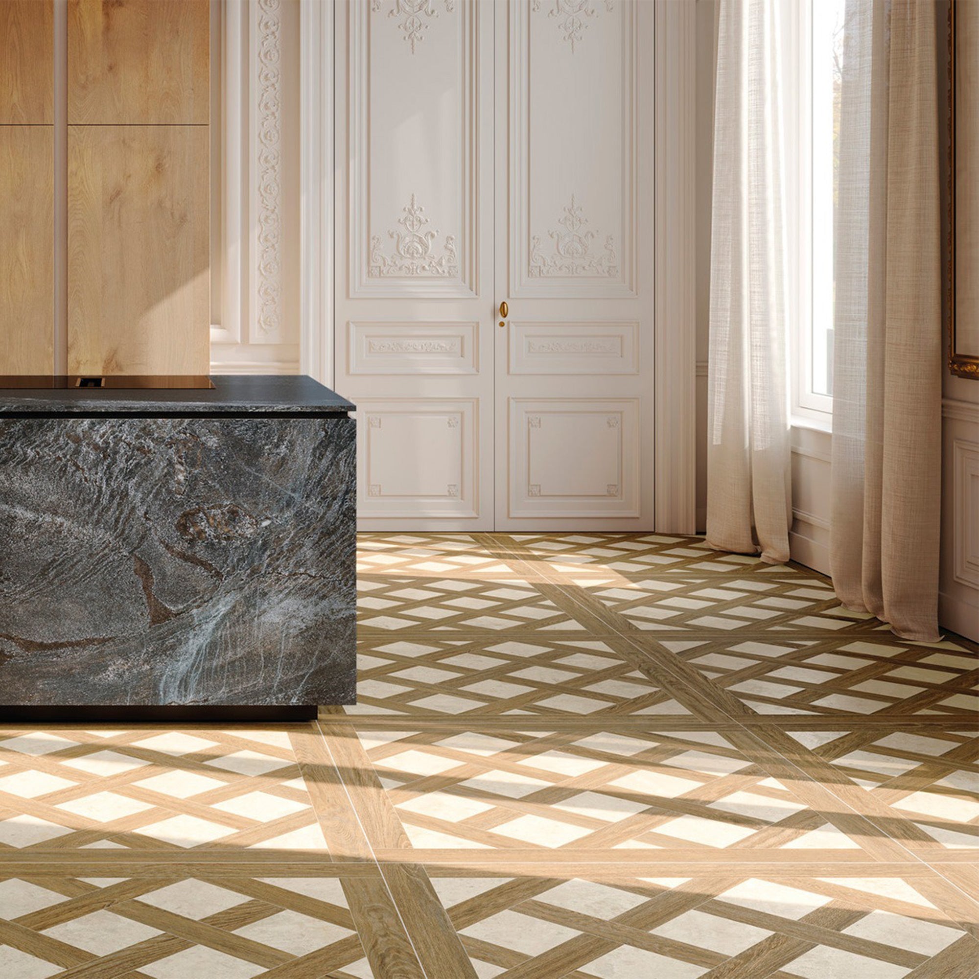 livorno crema parquet oak wood effect porcelain tile 120x120cm matt