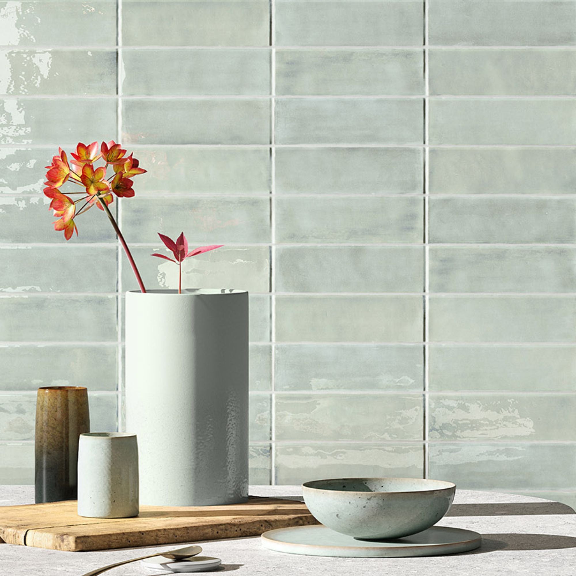 Lush Aquamarine Wall Tile 5x16cm Gloss