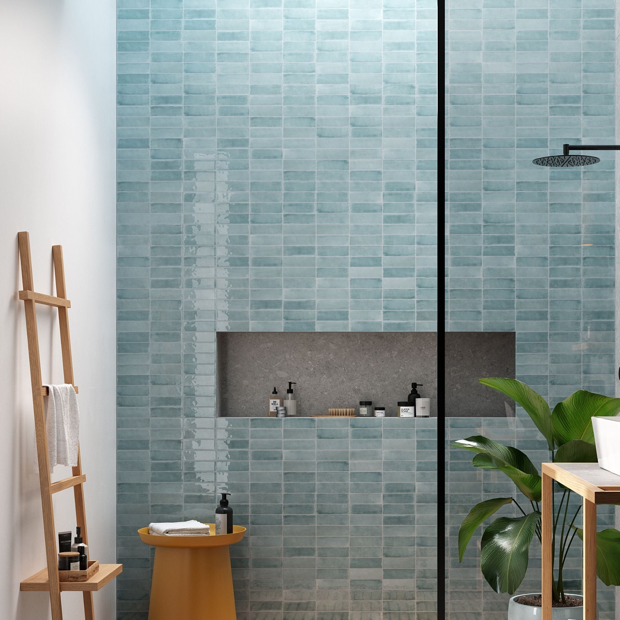 Lush Cerulean Wall Tile 5x16cm Gloss