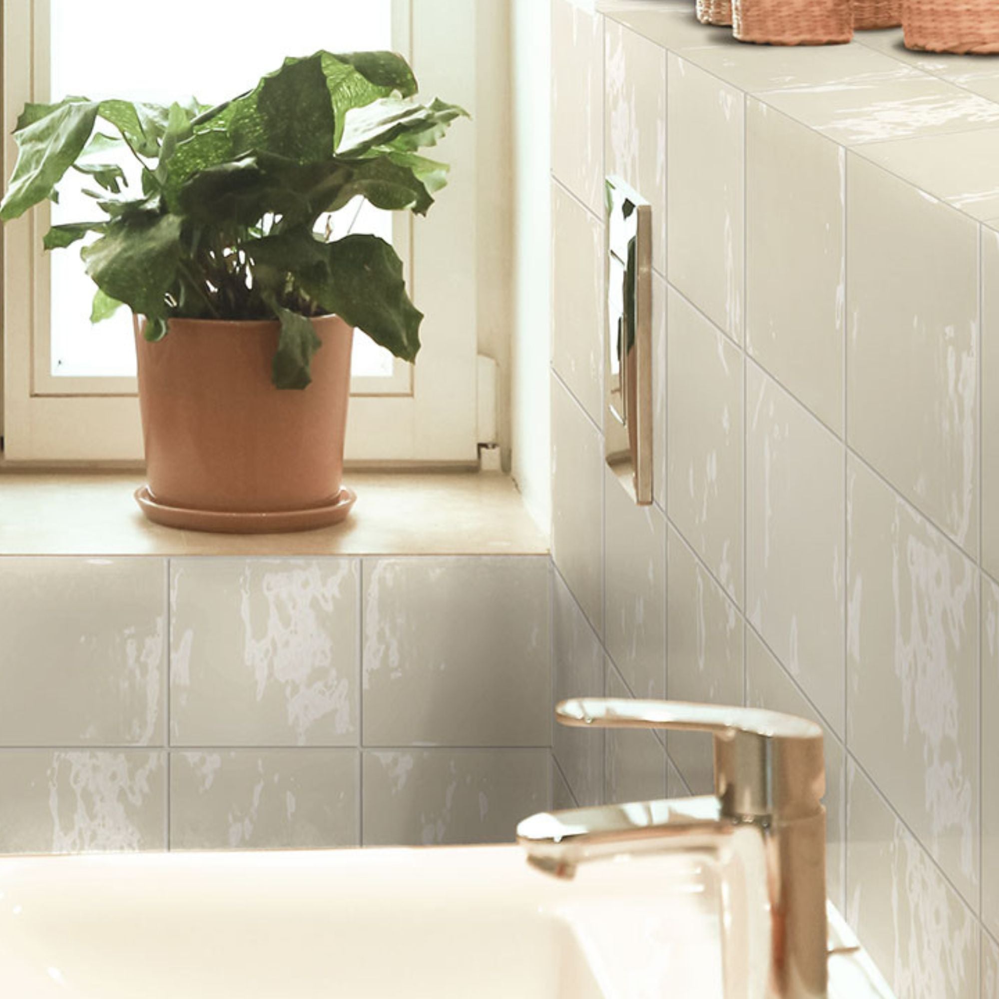 Lush Square Sepia in Wall Tile 12.5x12.5cm Gloss