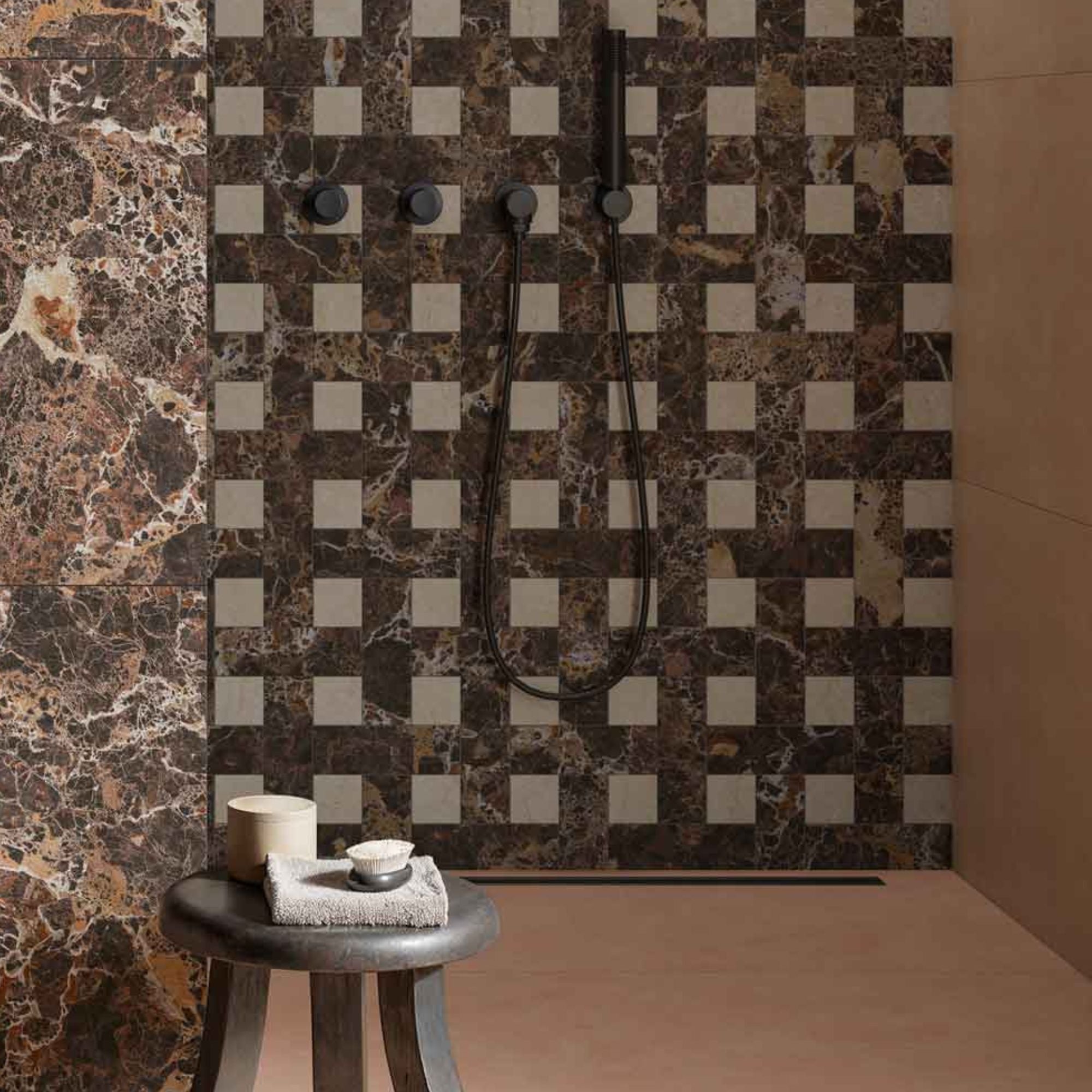 Majestic Crema Marfil Marble Effect Porcelain Tile 10x10cm Satin Matt
