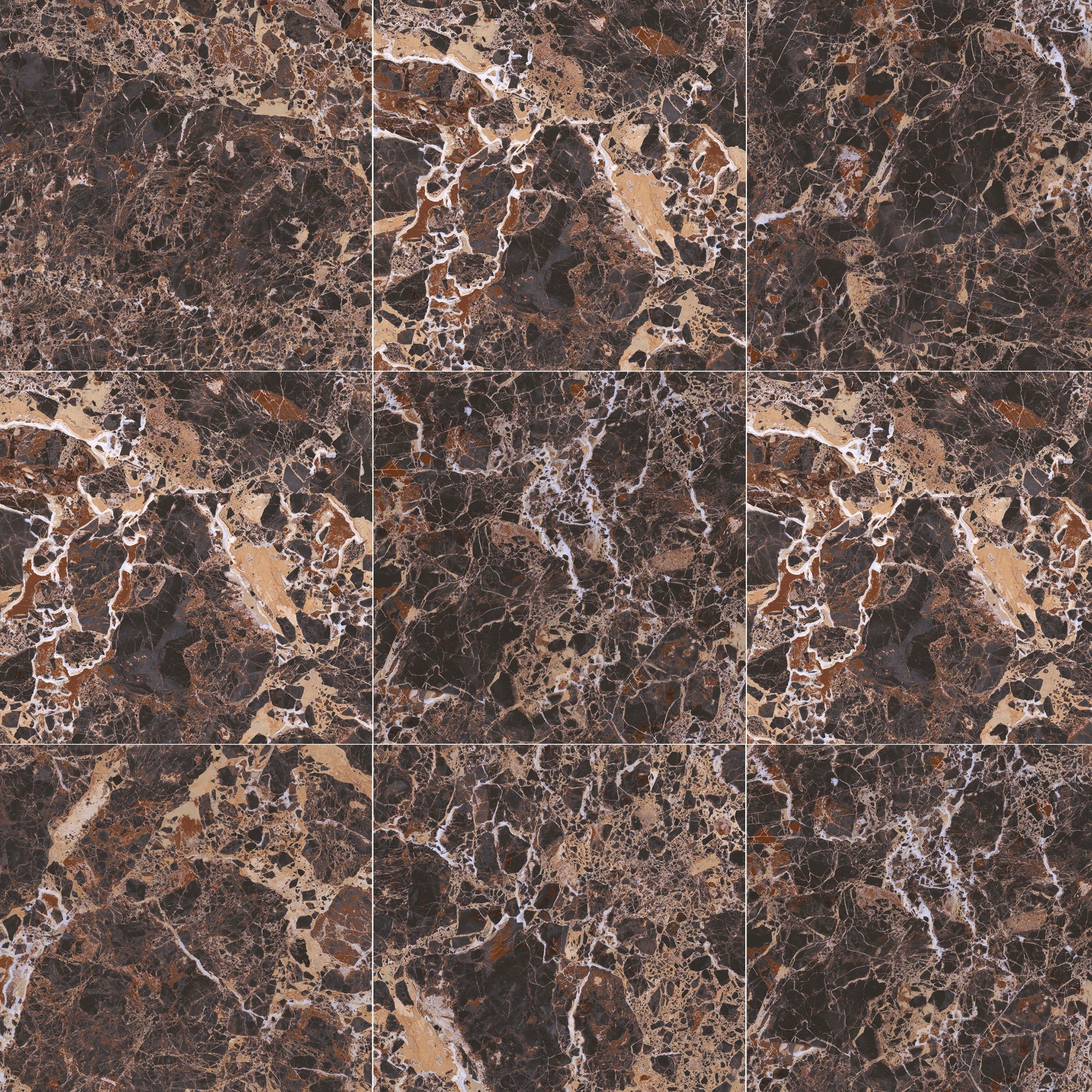 Majestic Dark Emperador Marble Effect Porcelain Tile 30x30cm Matt
