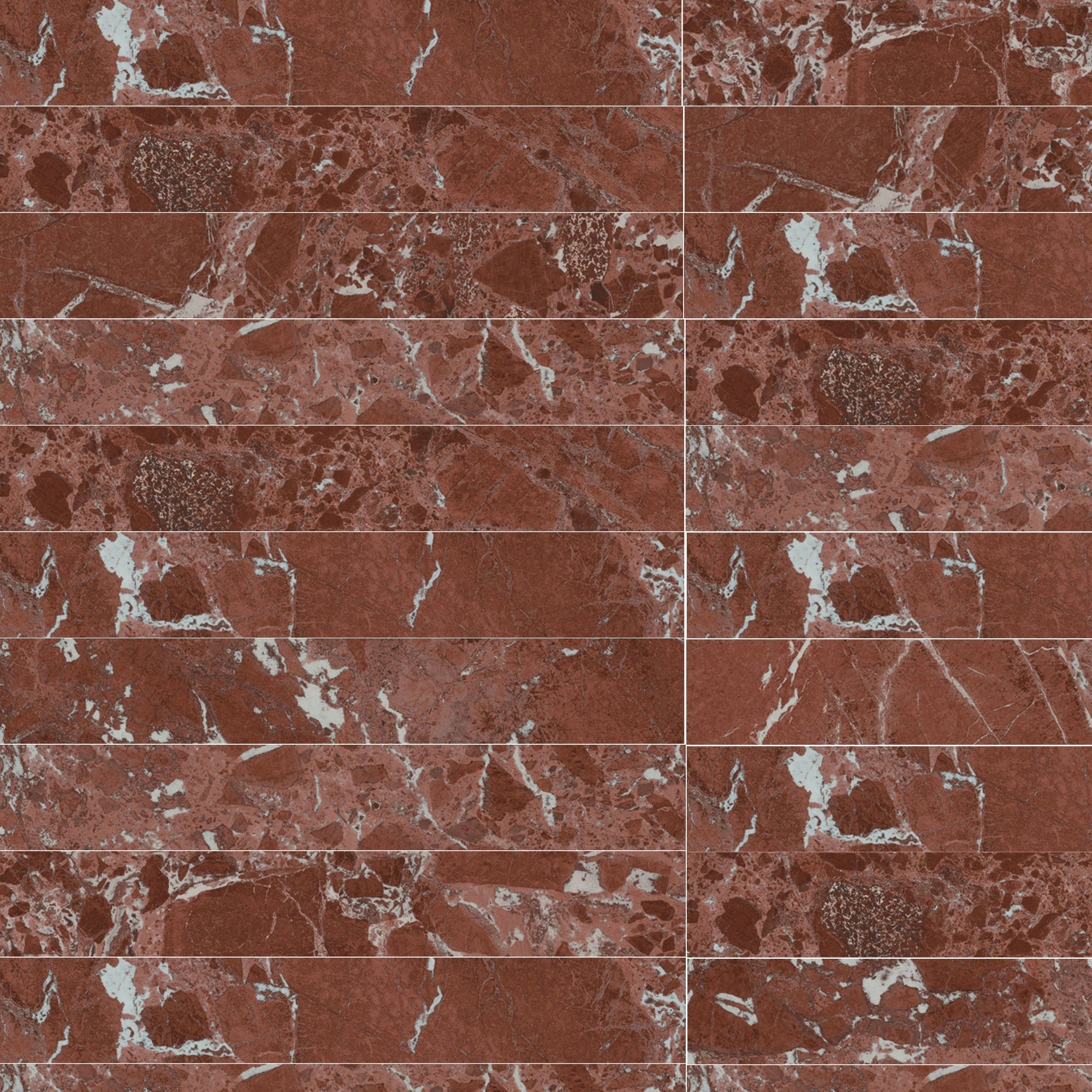Majestic Rosso Marble Effect Porcelain Tile 10x60cm Satin Matt