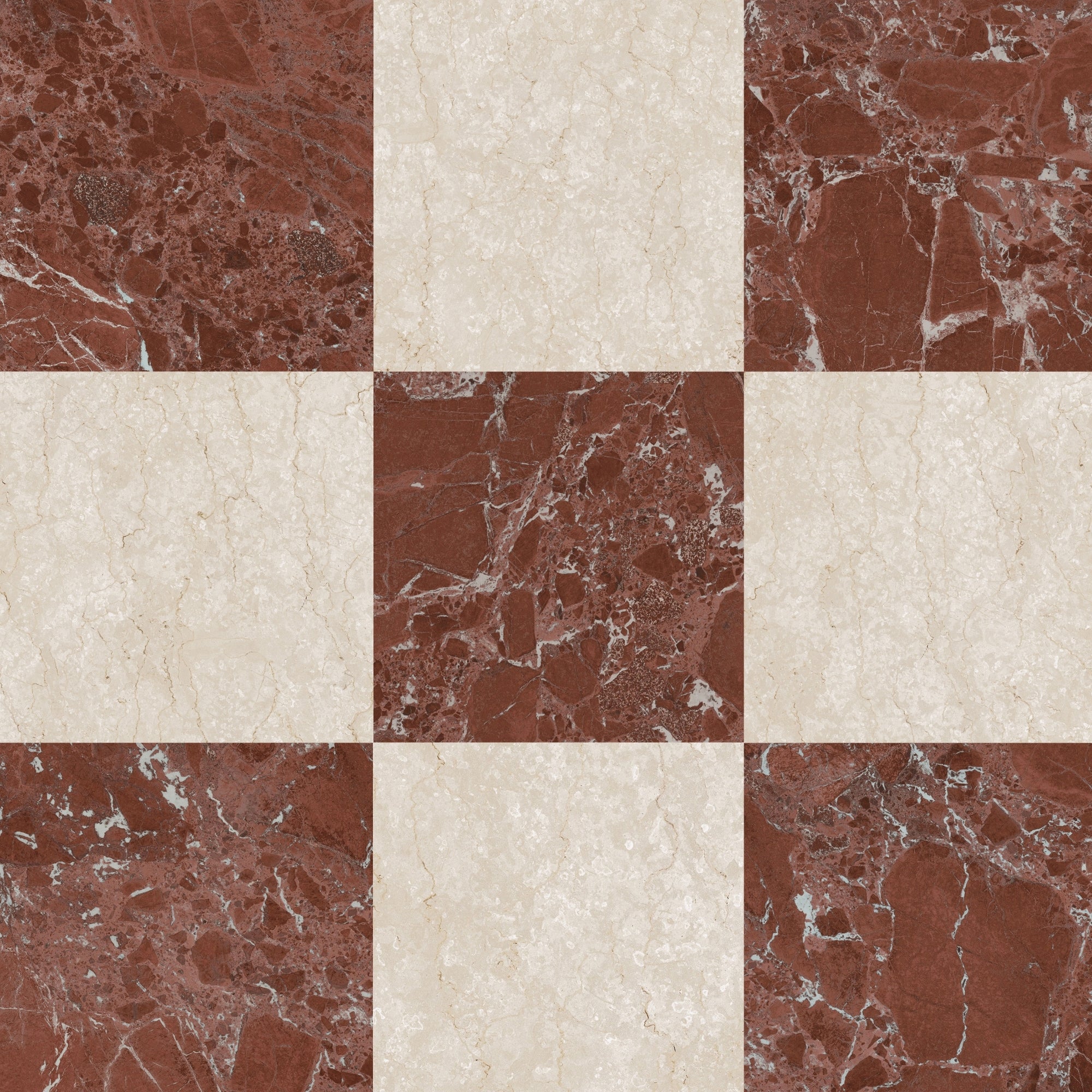 Majestic Rosso Marble Effect Porcelain Tile 30x30cm Matt