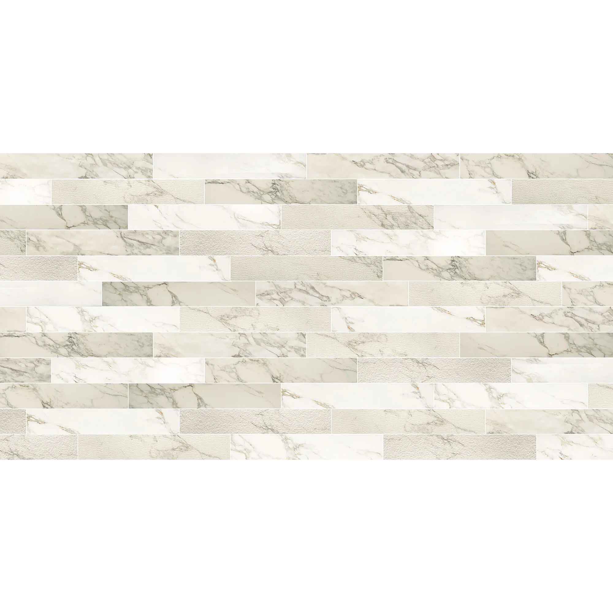 marble experience calacatta gold marble effect porcelain tile 20x120cm listello mix