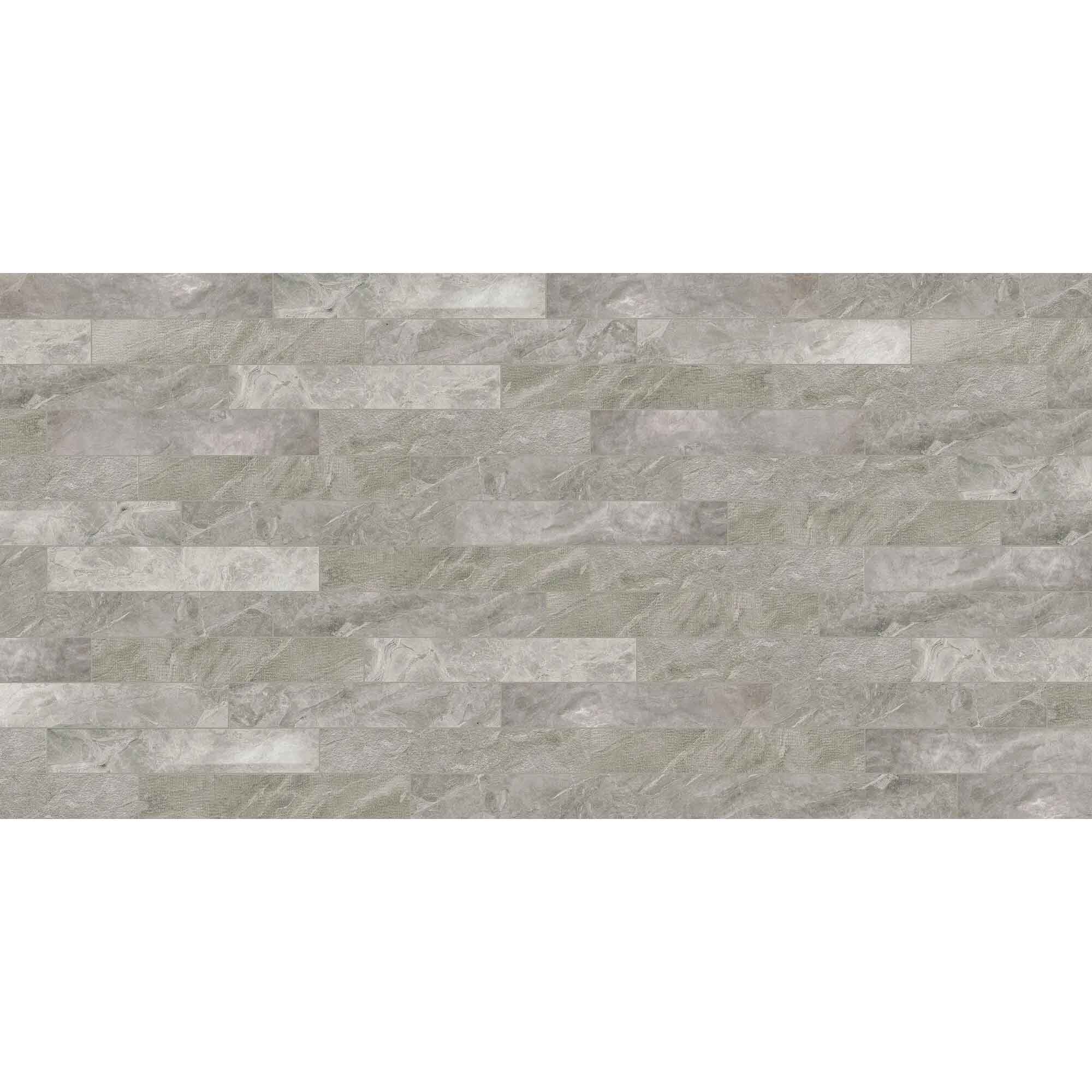 marble experience orobico grey marble effect porcelain tile 20x120cm listello mix
