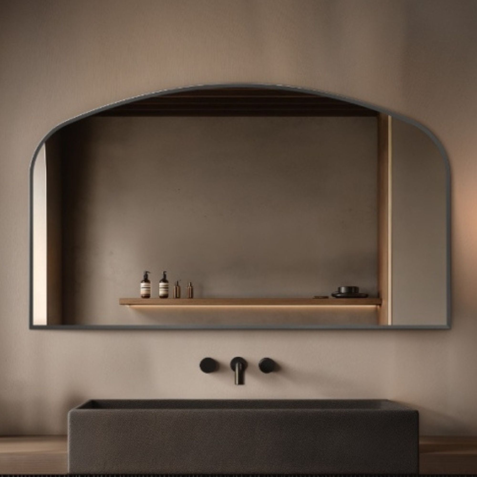 Marina Arched 120x70cm Bathroom Mirror Gunmetal