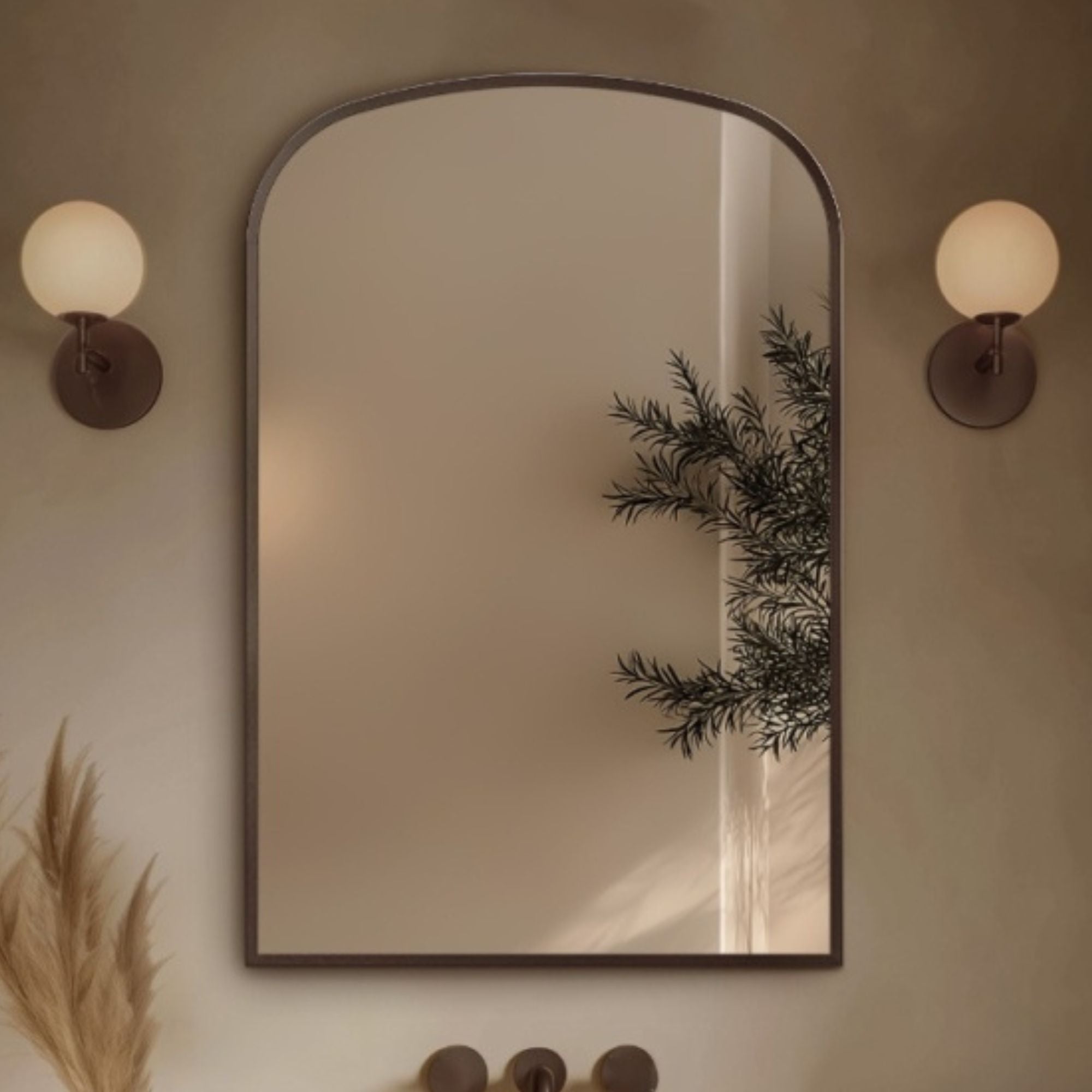 Marina Arched Bathroom Mirror 60x90cm Brushed Bronze