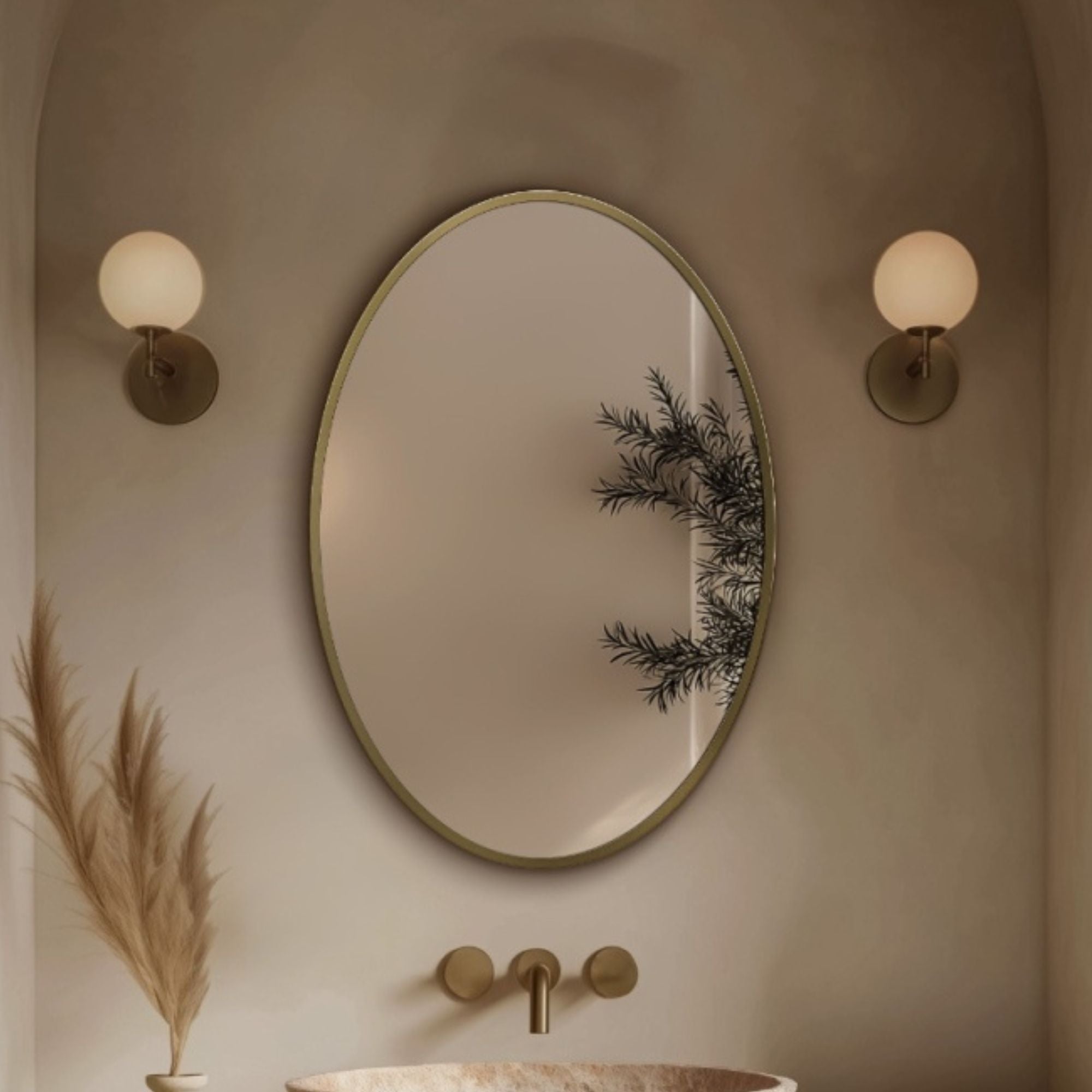Marina Oval Bathroom Mirror Brushed Brass