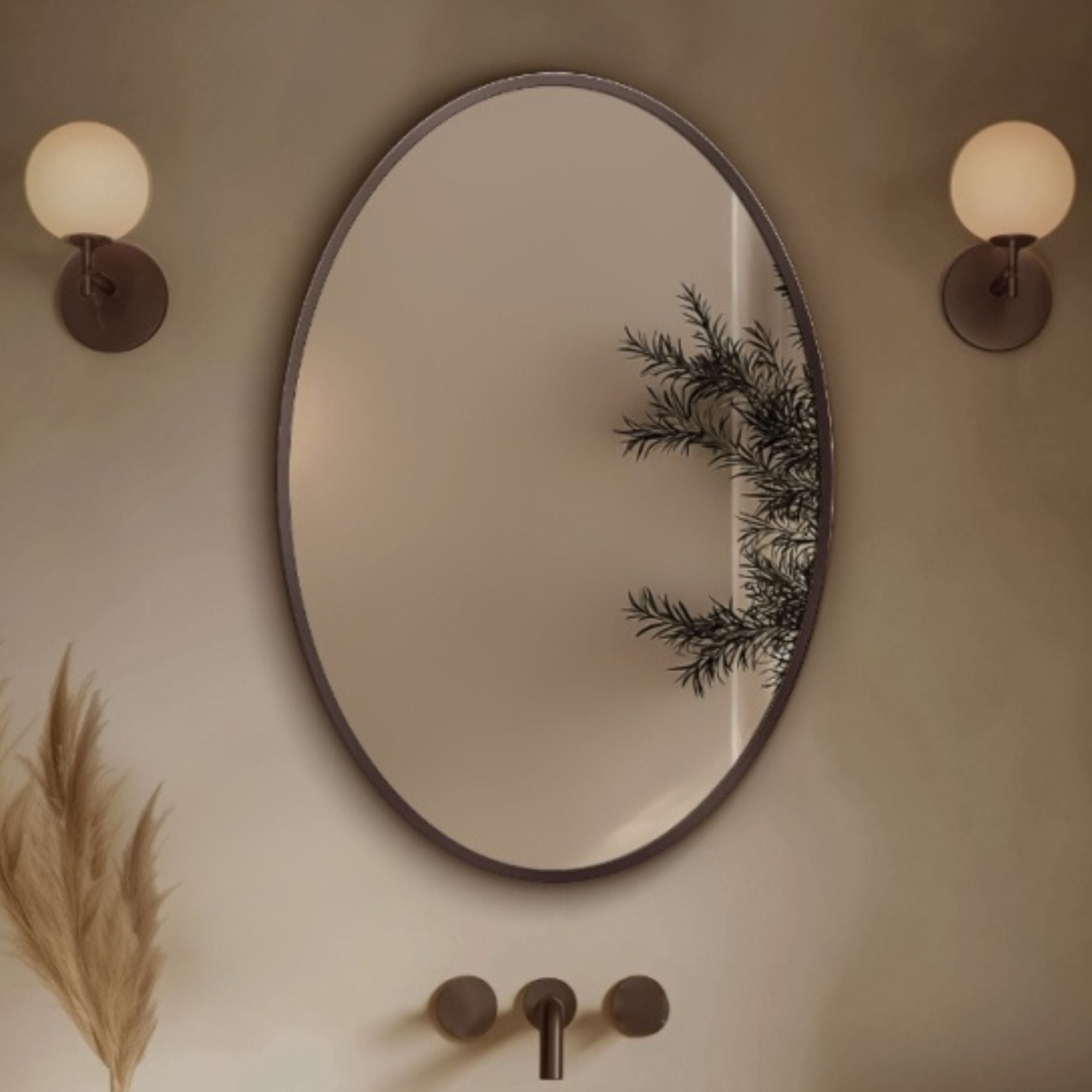 Marina Oval Bathroom Mirror Brushed Bronze