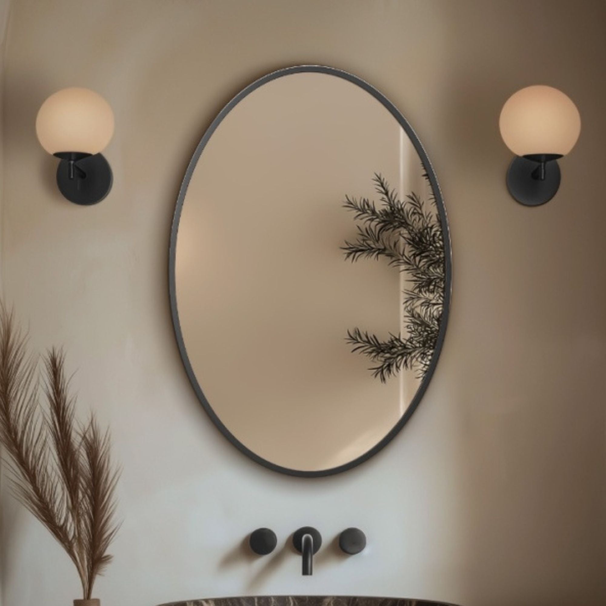 Marina Oval Bathroom Mirror Gunmetal