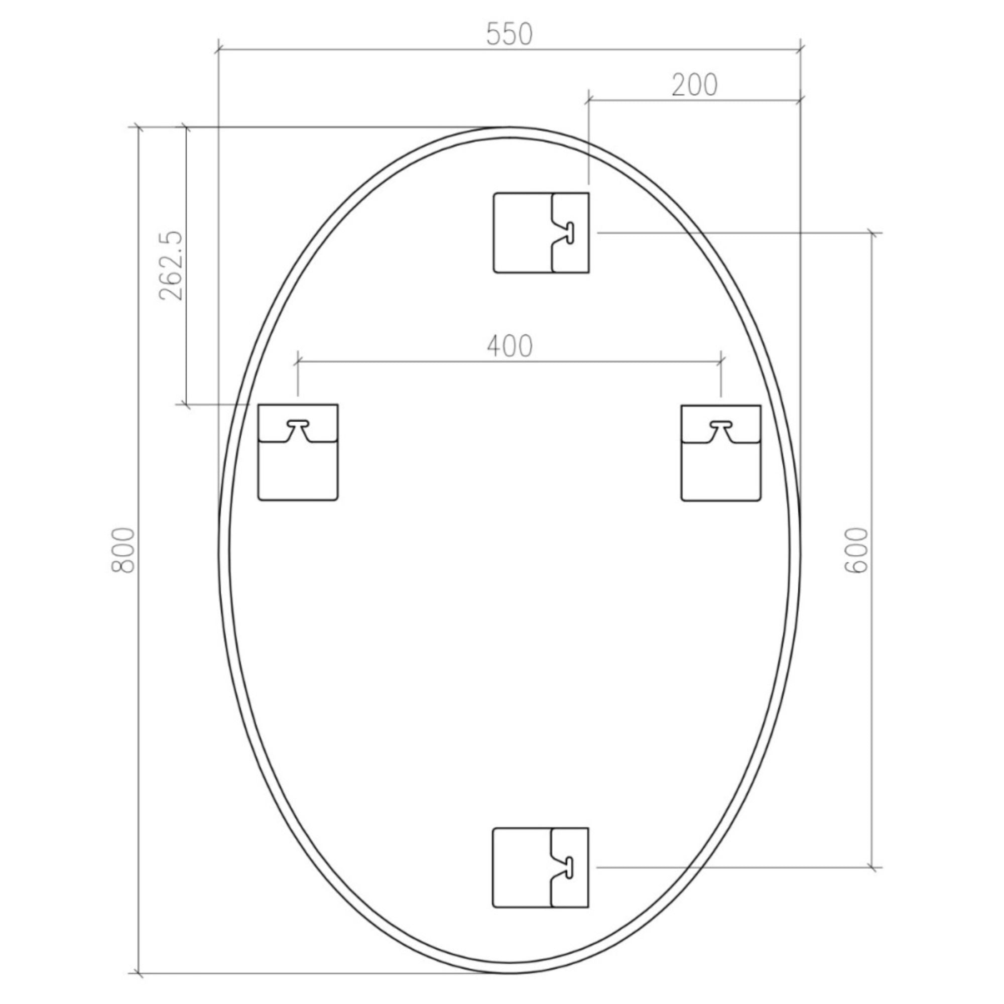 Marina Oval Bathroom Mirror Technical Drawing