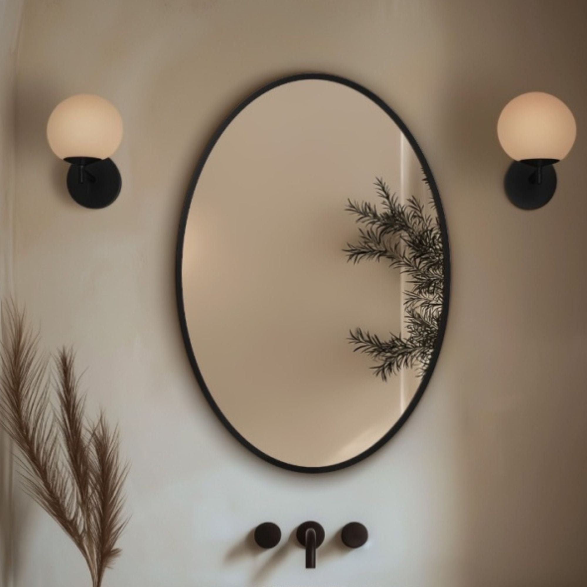 Marina Oval Bathroom Mirror Matt Black
