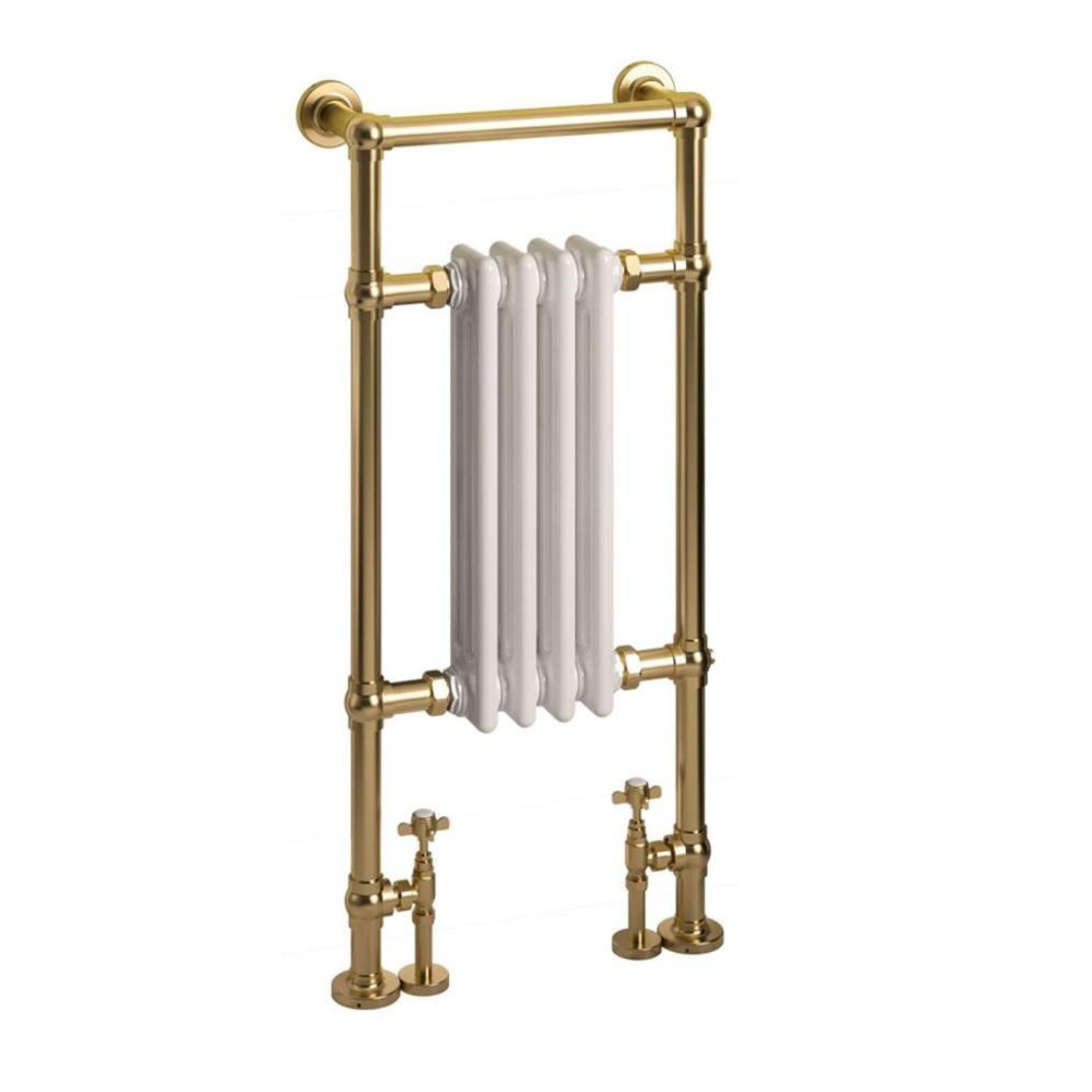 Marston Traditional Towel Rail Radiator - Brushed Brass & White