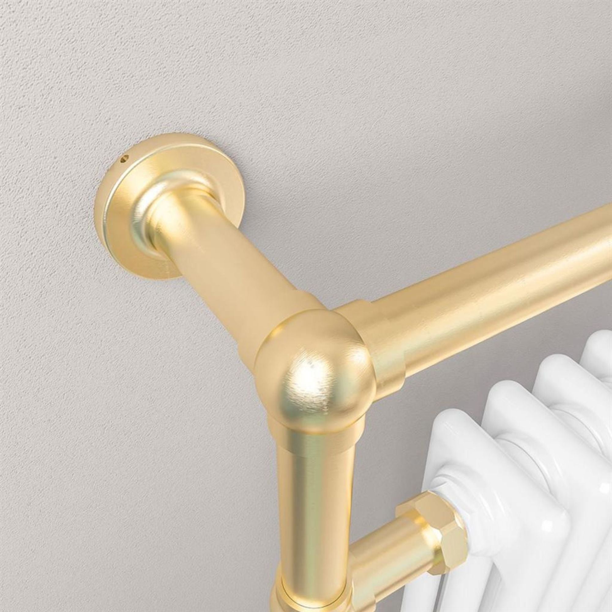 Marston Traditional Towel Rail Radiator - Brushed Brass & White