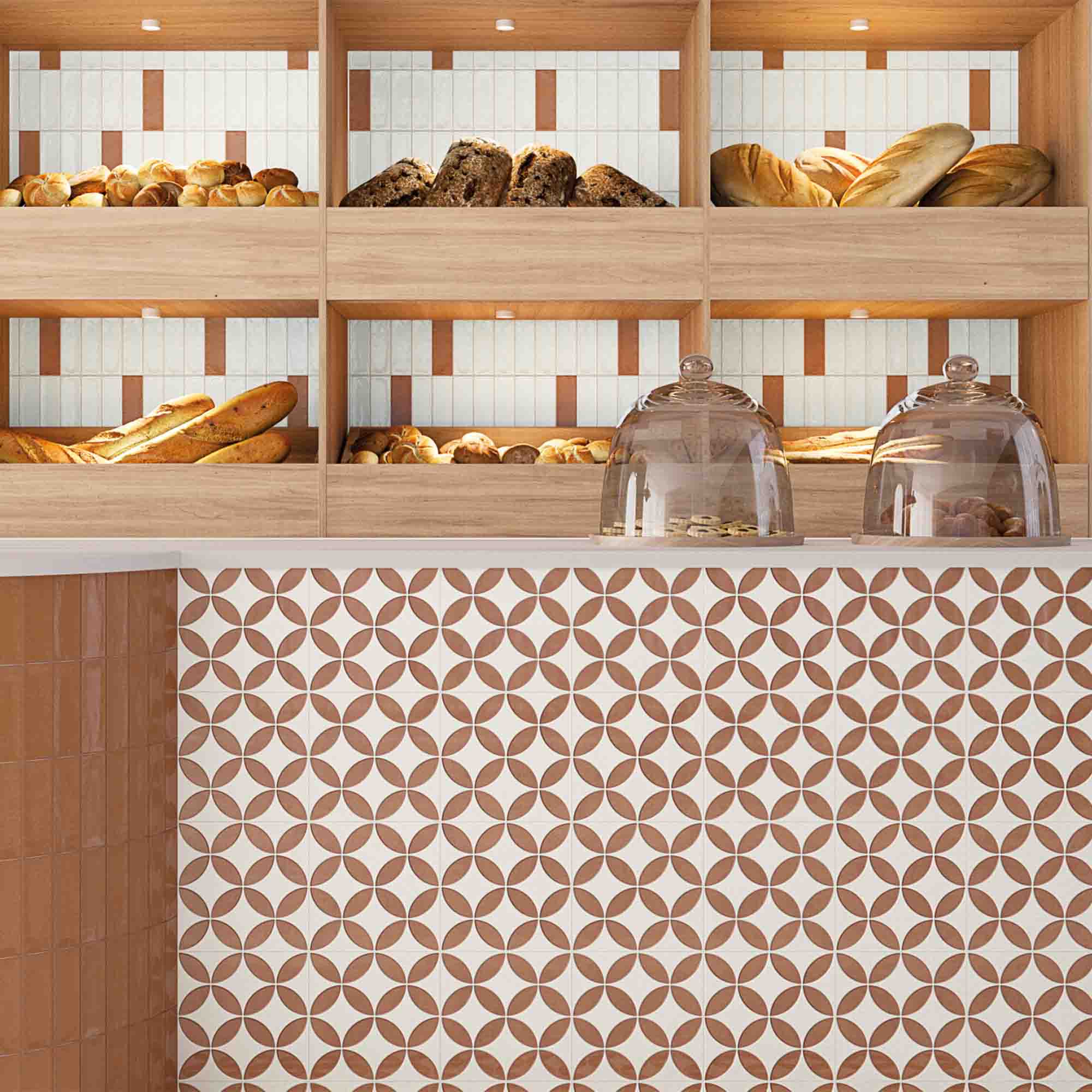 mayari clay petals shaped pattern porcelain tile 22x22cm matt