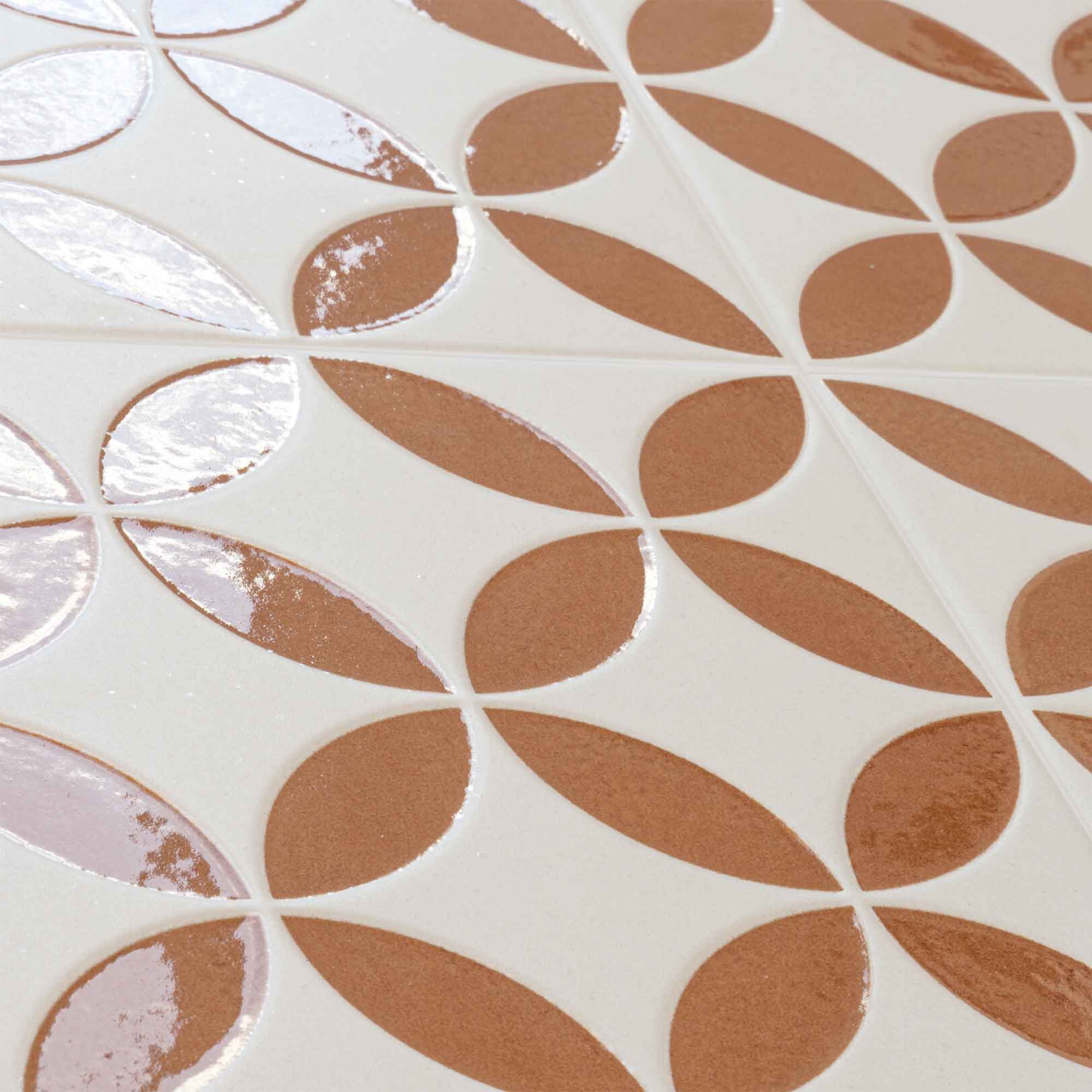 mayari clay petals shaped pattern porcelain tile 22x22cm matt
