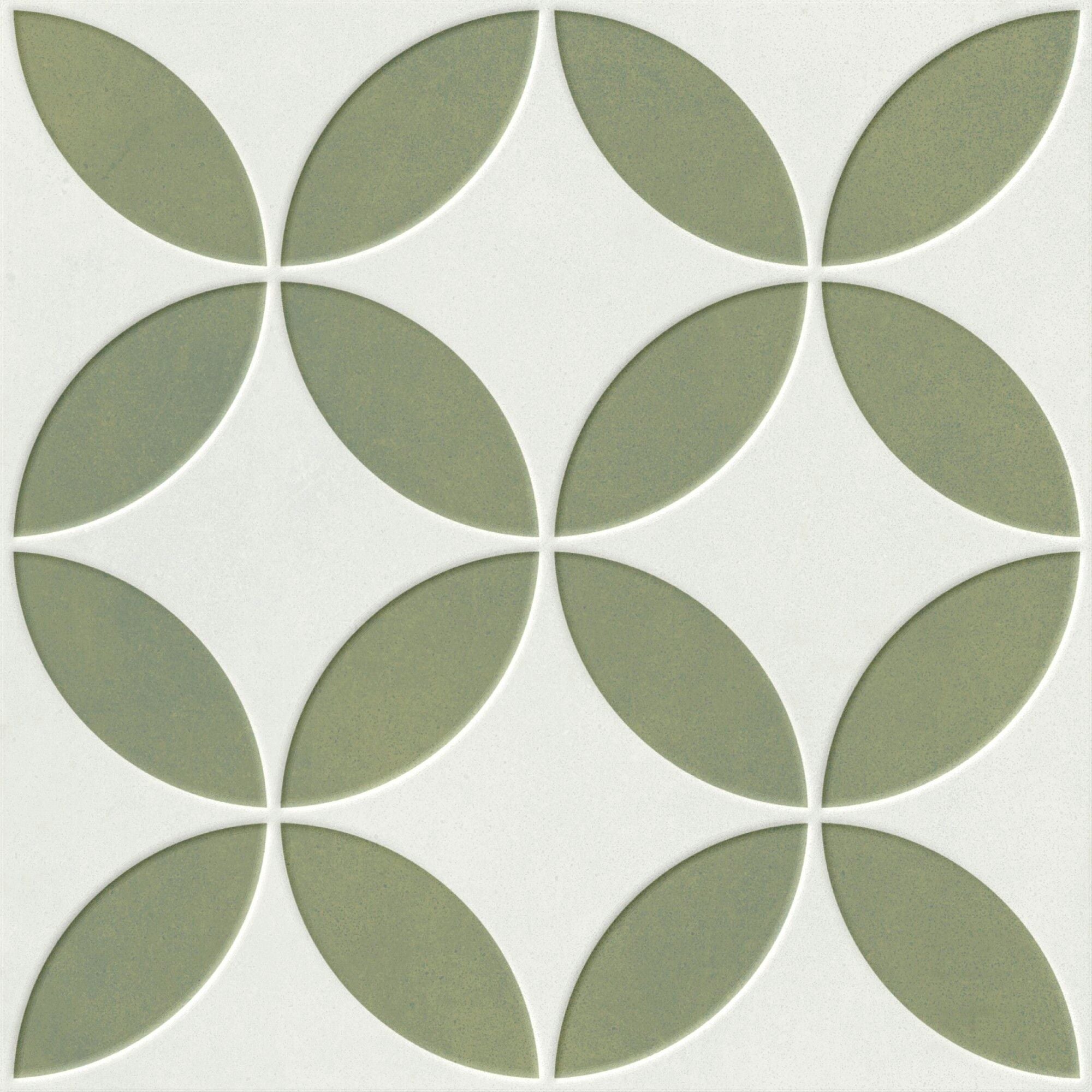 Mayari Green Petals 3D Pattern Porcelain Tile 22x22cm Matt