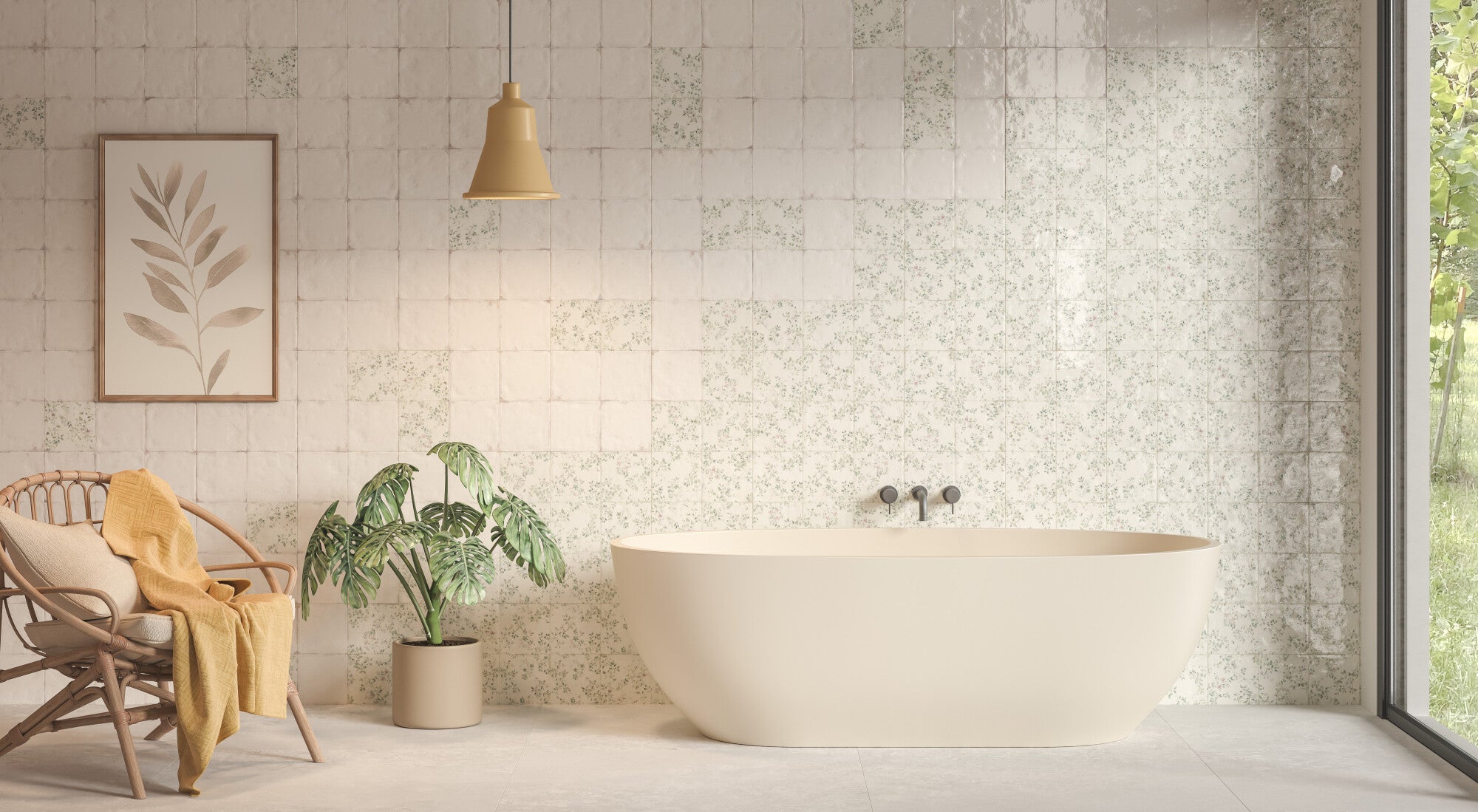 Mayolica Bloom Pattern Wall Tile 15x15cm Gloss Deluxe Bathrooms