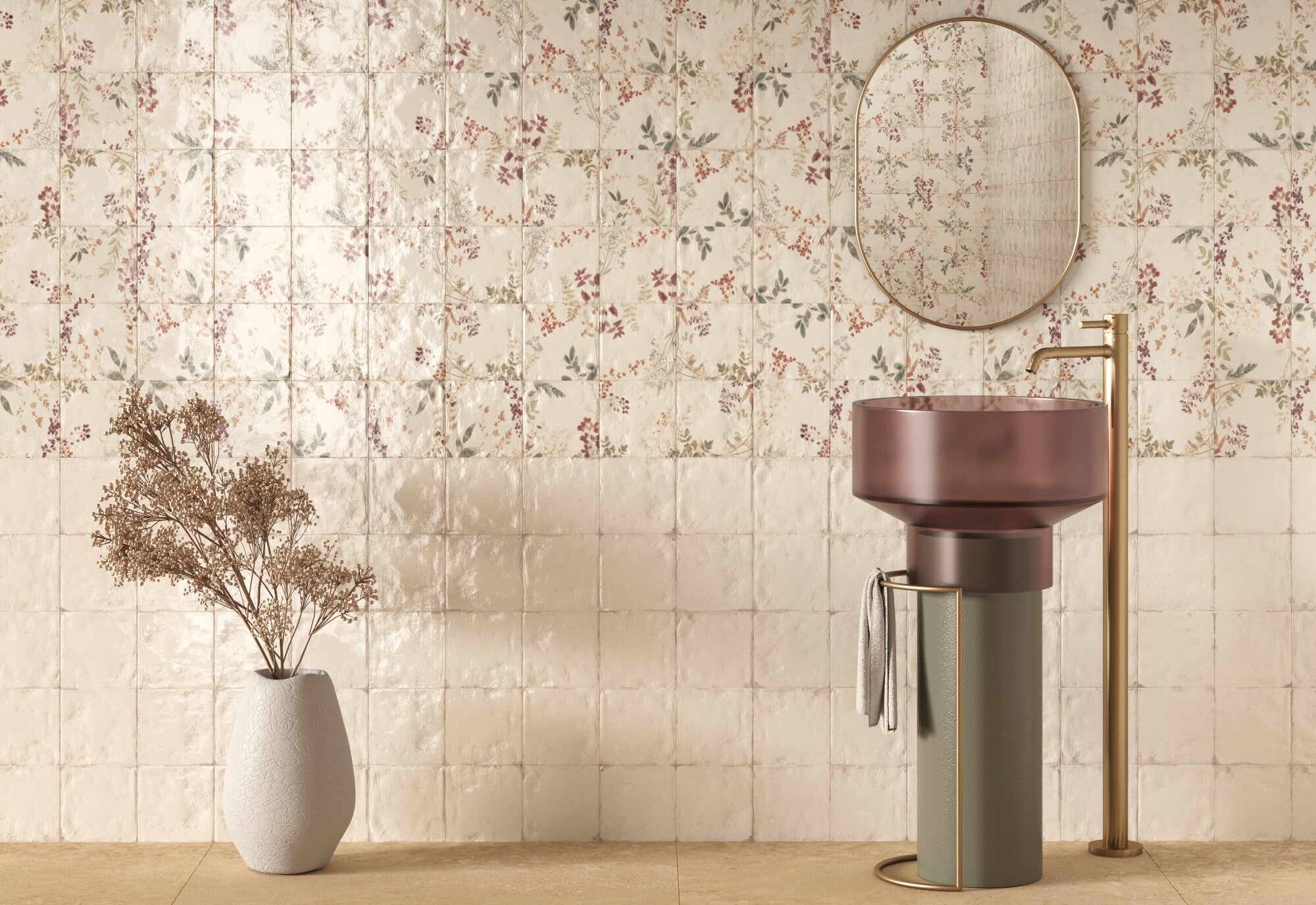 Mayolica Forest Pattern Wall Tile 15x15cm Gloss Deluxe Bathrooms