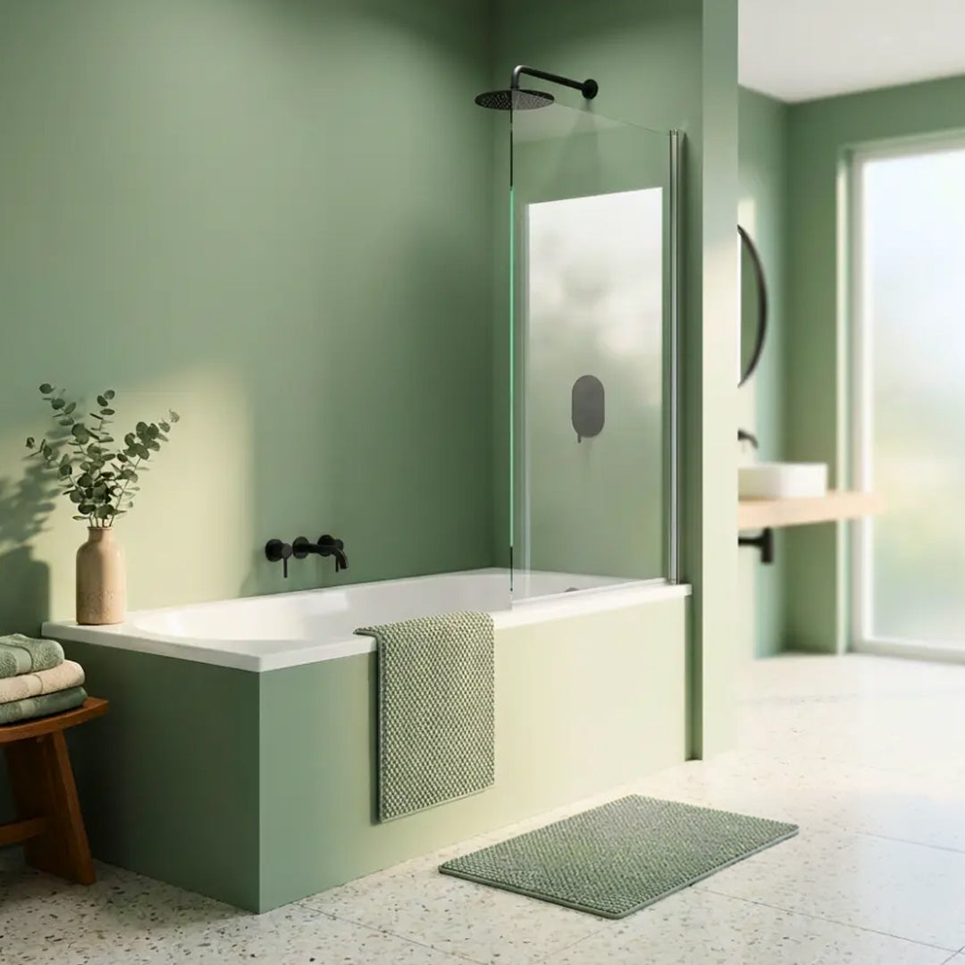 Image of the Merlyn MB1 Single Square Bath Screen 800x1500mm in chrome, with HydroSeal.