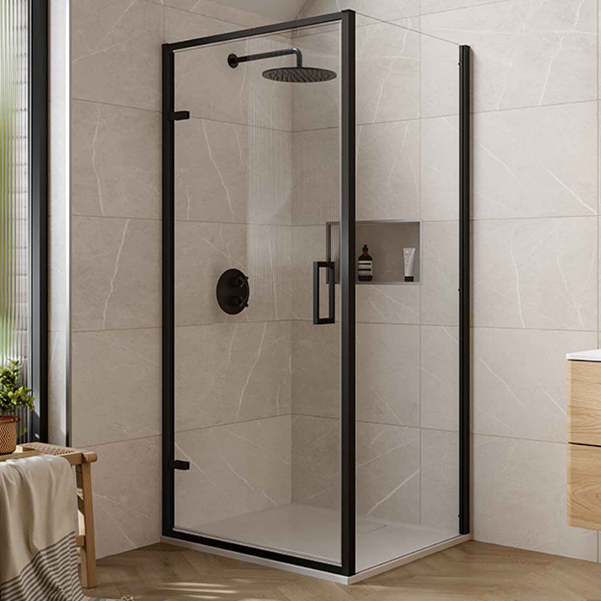 merlyn 6 series sleek hinge shower door matt black