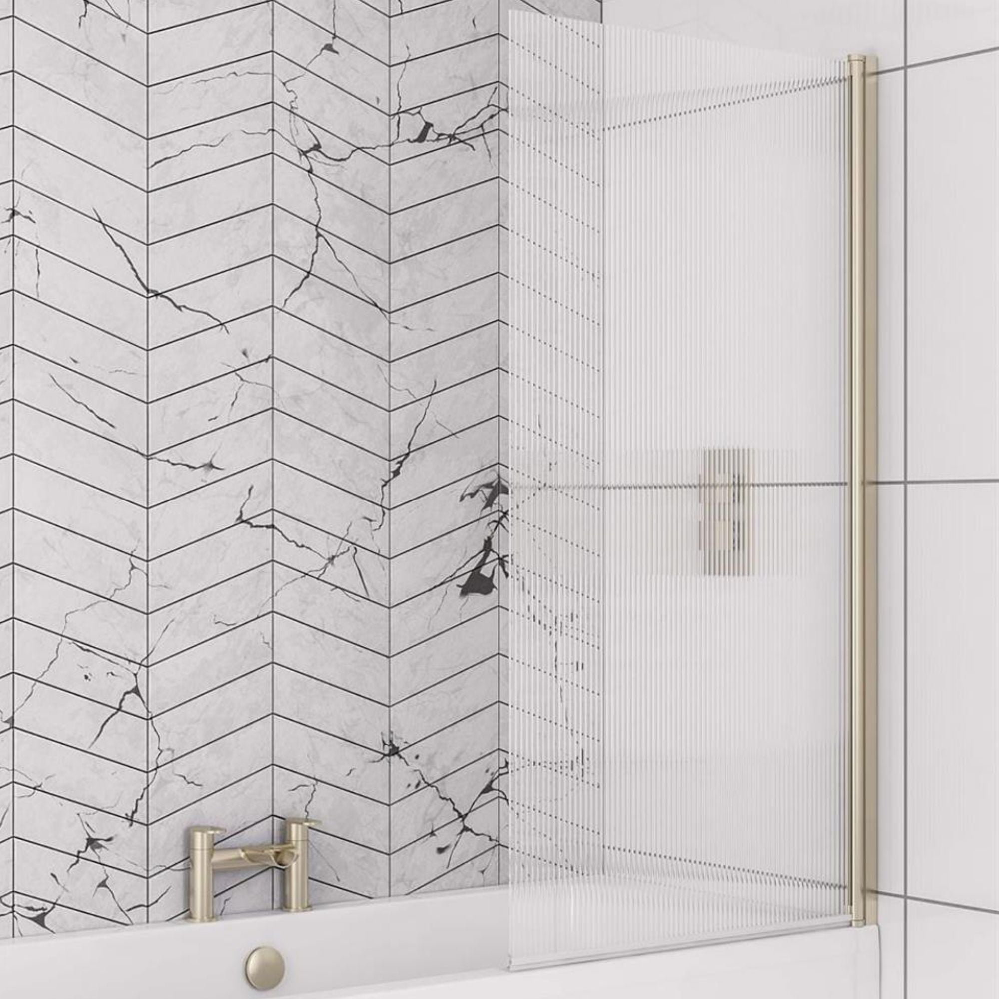 Mersey Fluted Straight Bath Screen Right Hand