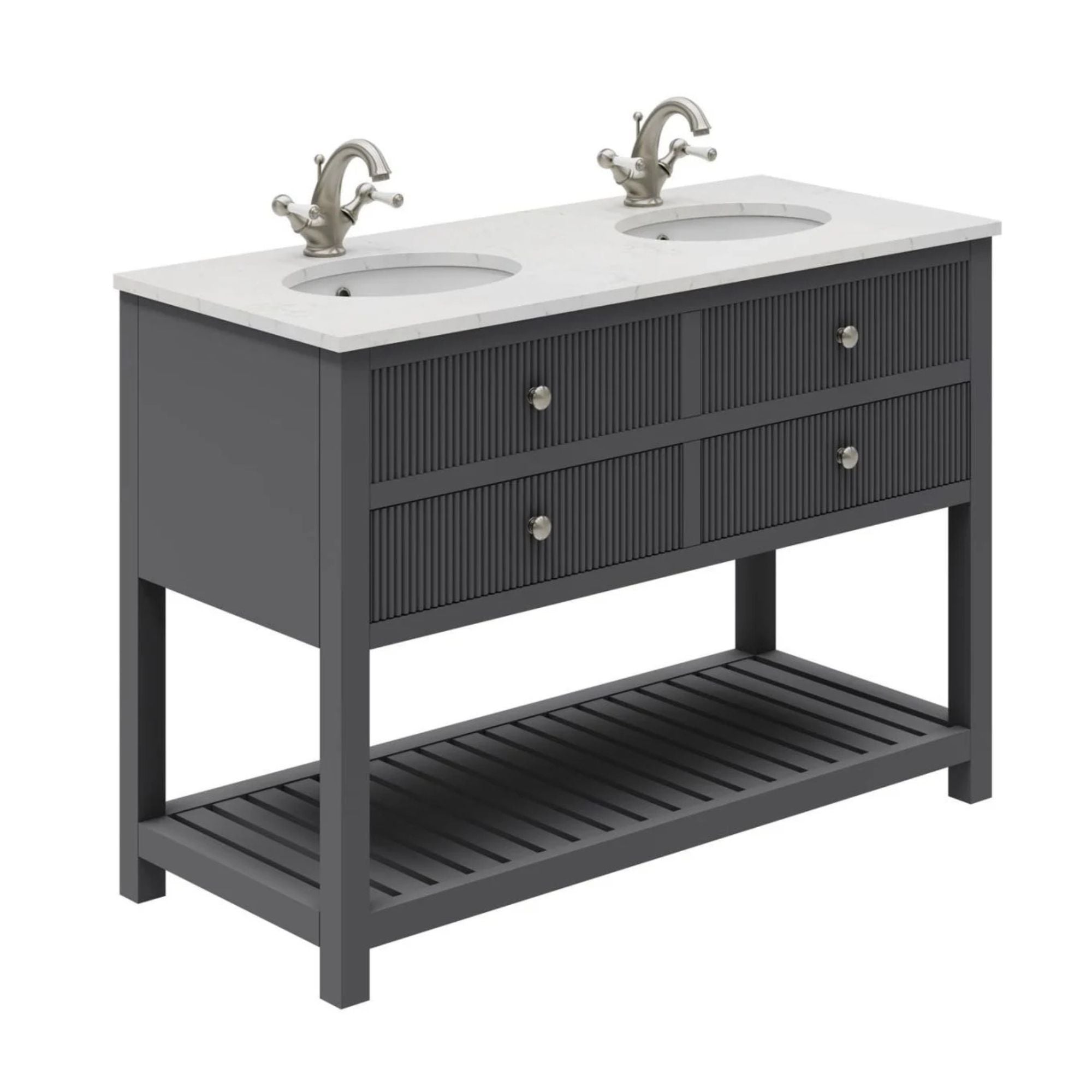 Newbury 1200 Fluted Floorstanding 4-Drawer Vanity Unit With Basin