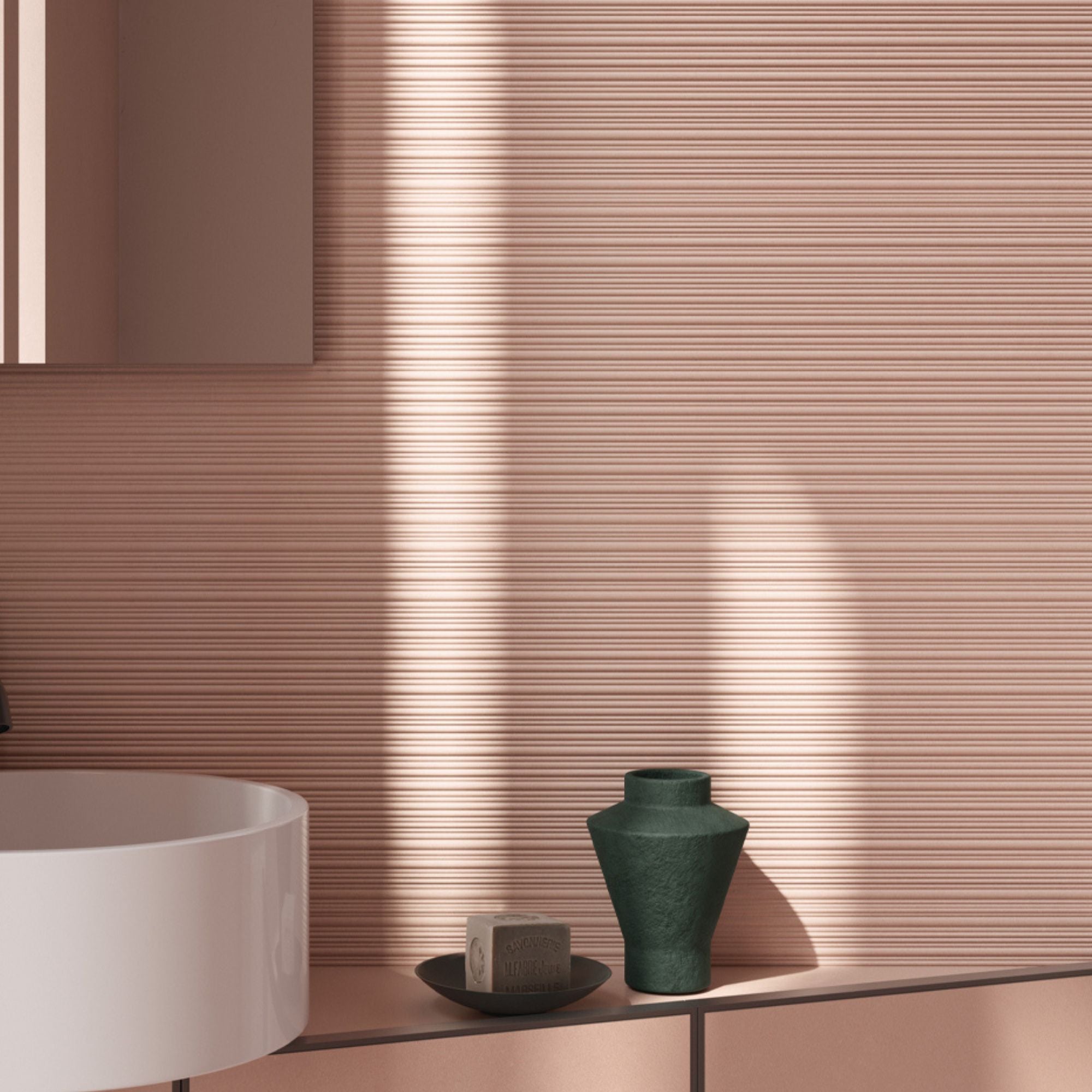 Nuances Rose Fluted Decor Porcelain Tile 60x120cm Matt