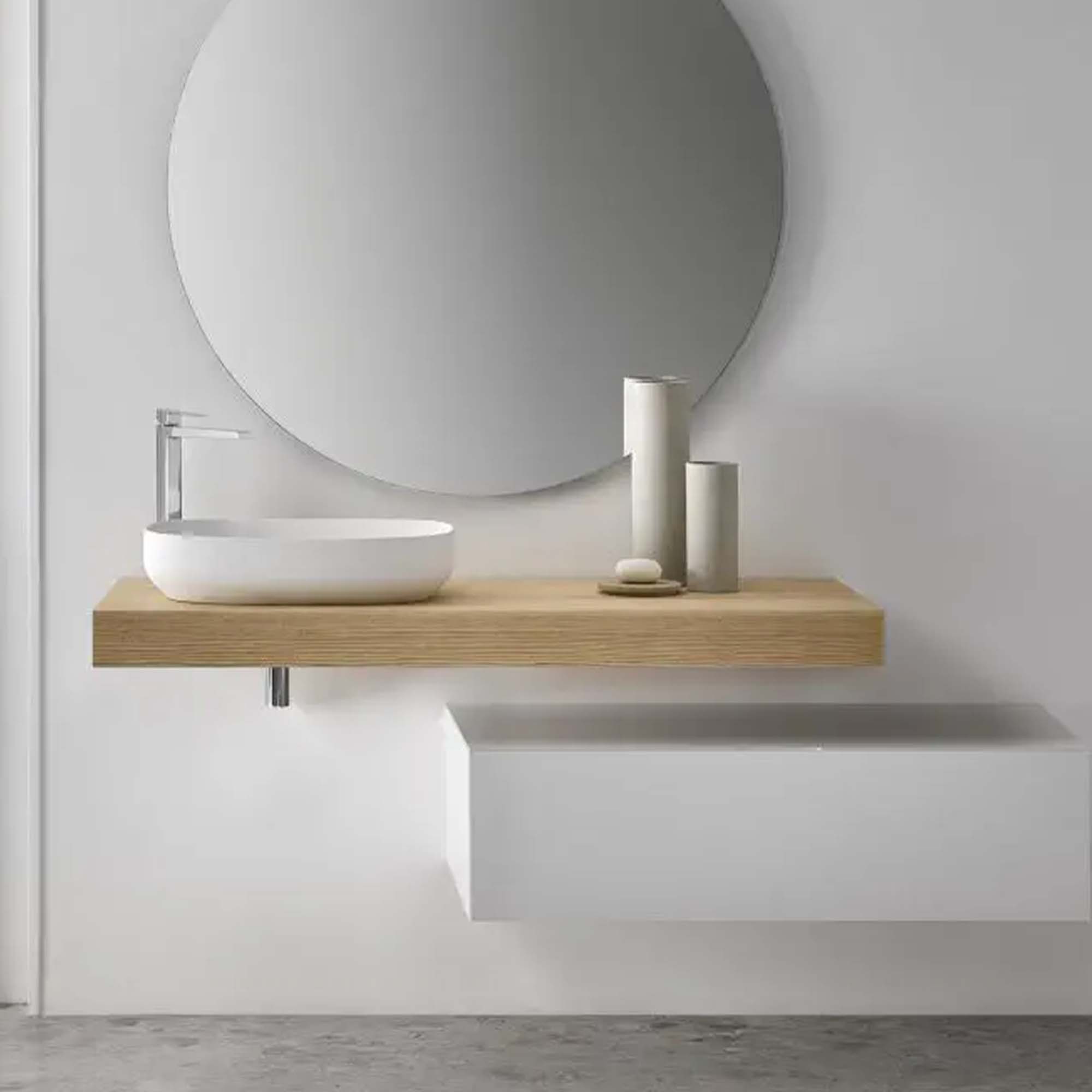 oslo oval 600 solid surface countertop basin matt white