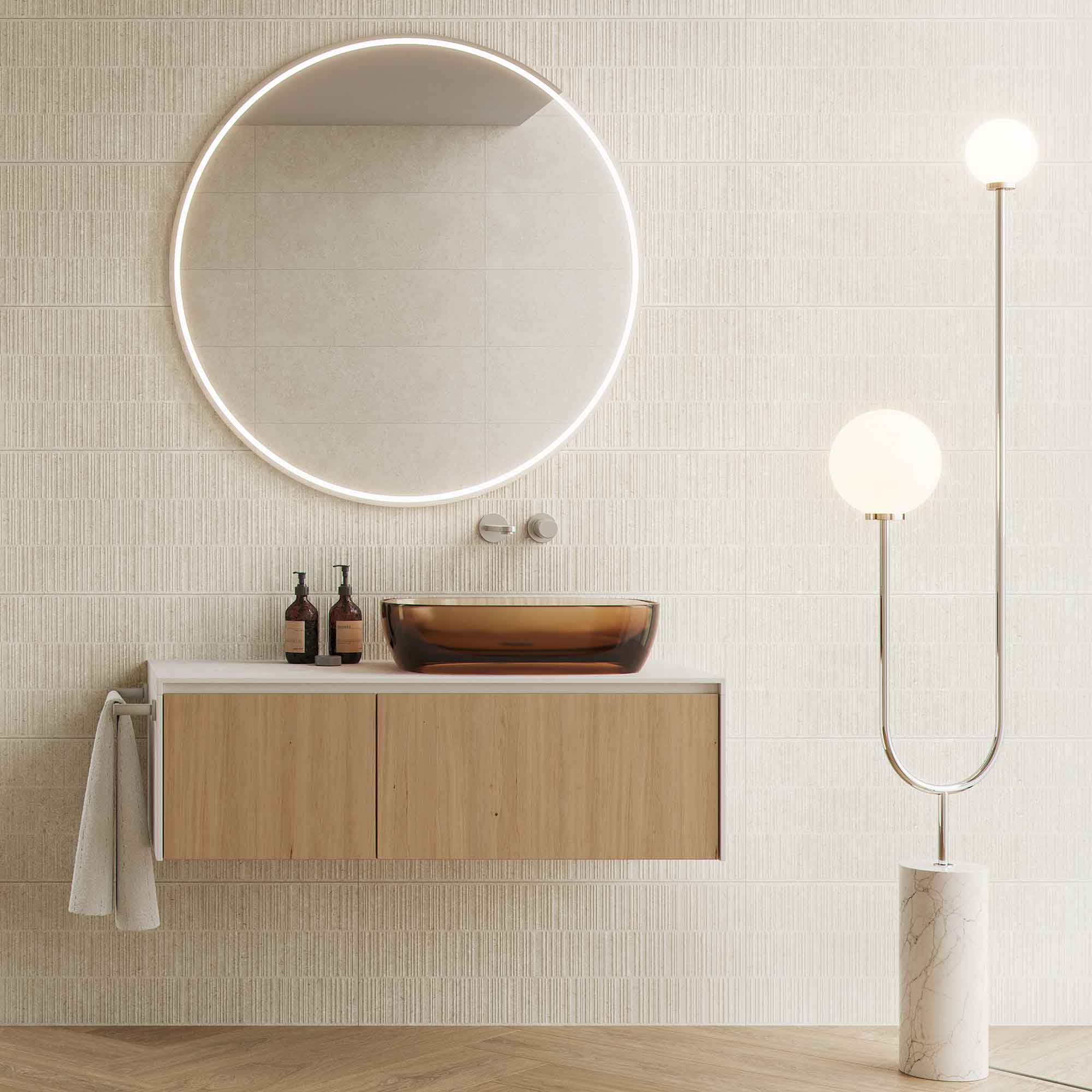 palma almond decor ceramic wall tile 33x99cm matt