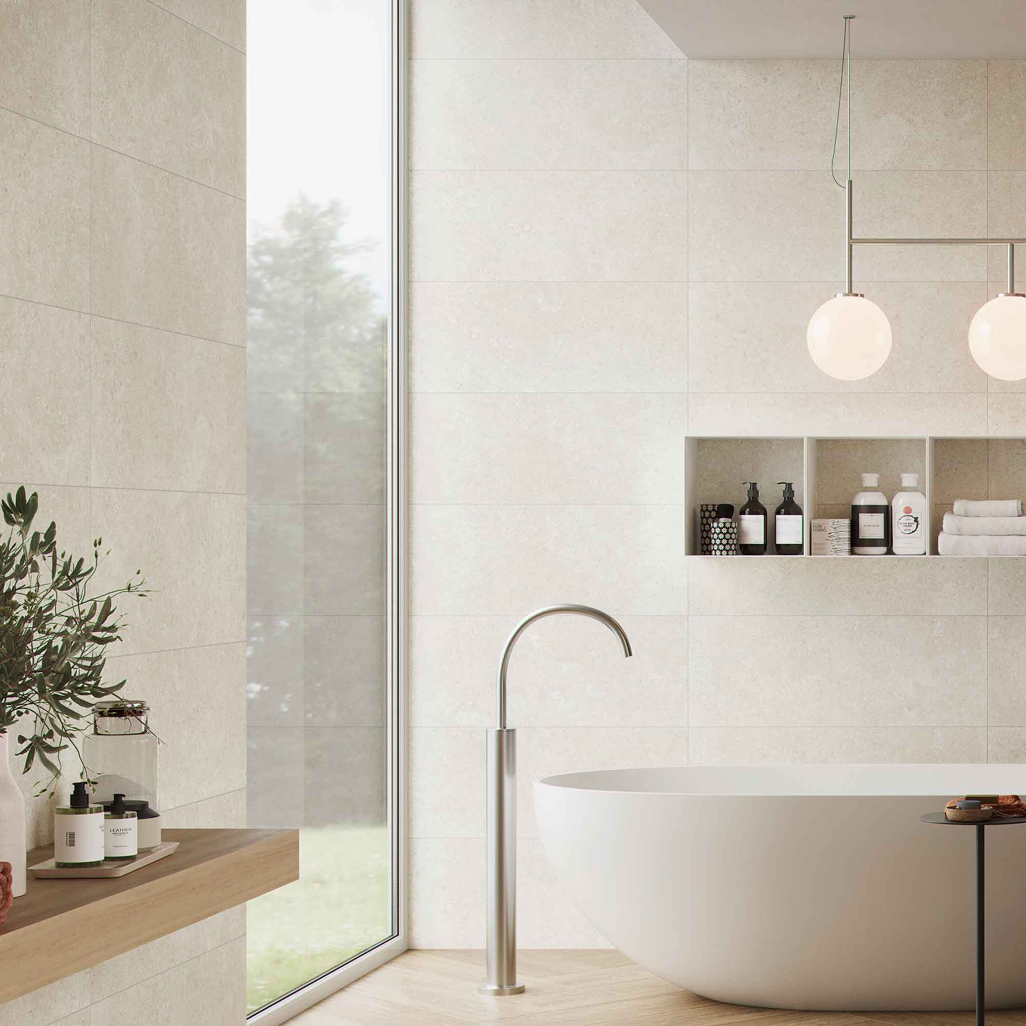 palma almond ceramic wall tile 33x99cm matt