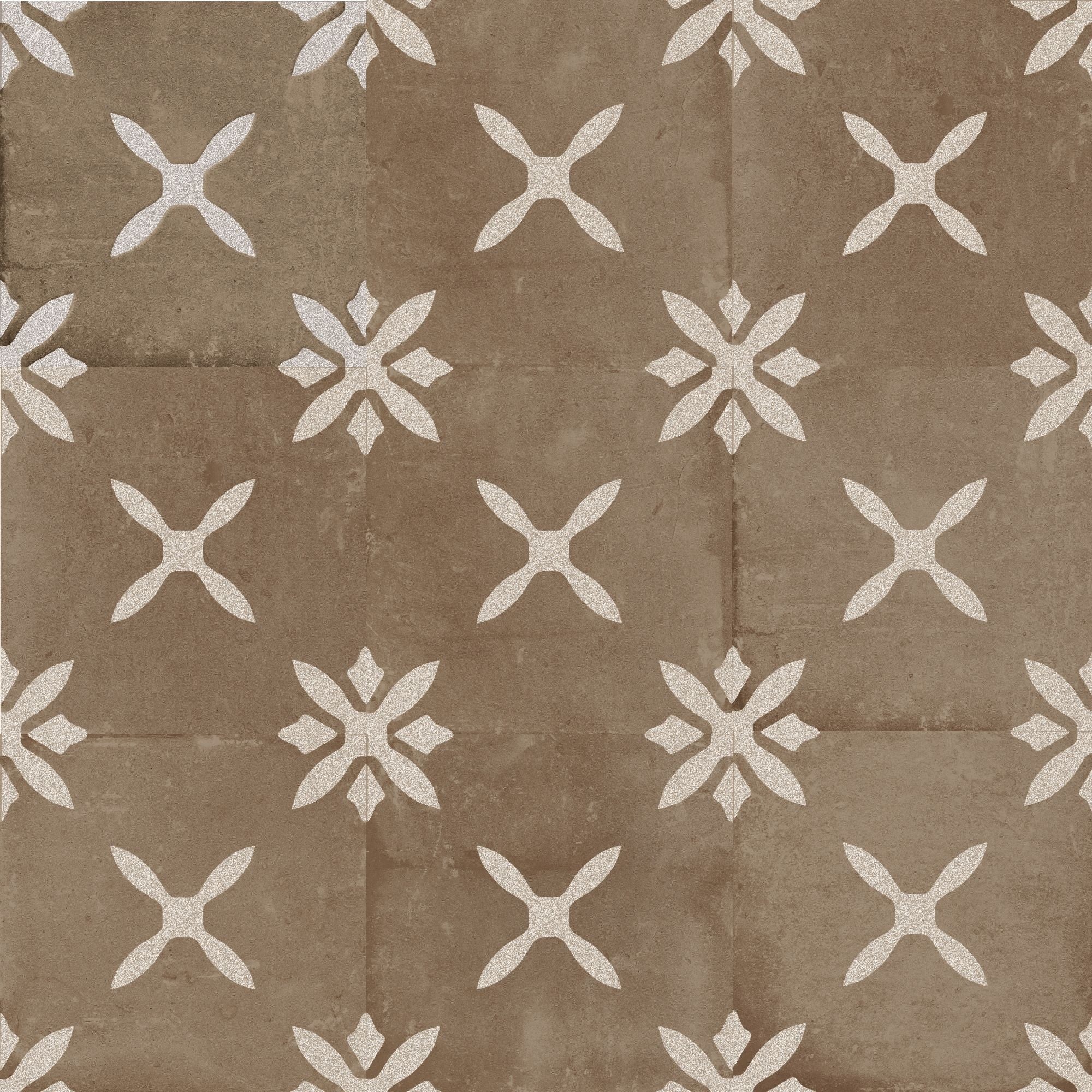 Pangea Chocolate Flower Pattern Porcelain Tile 22x22cm Matt