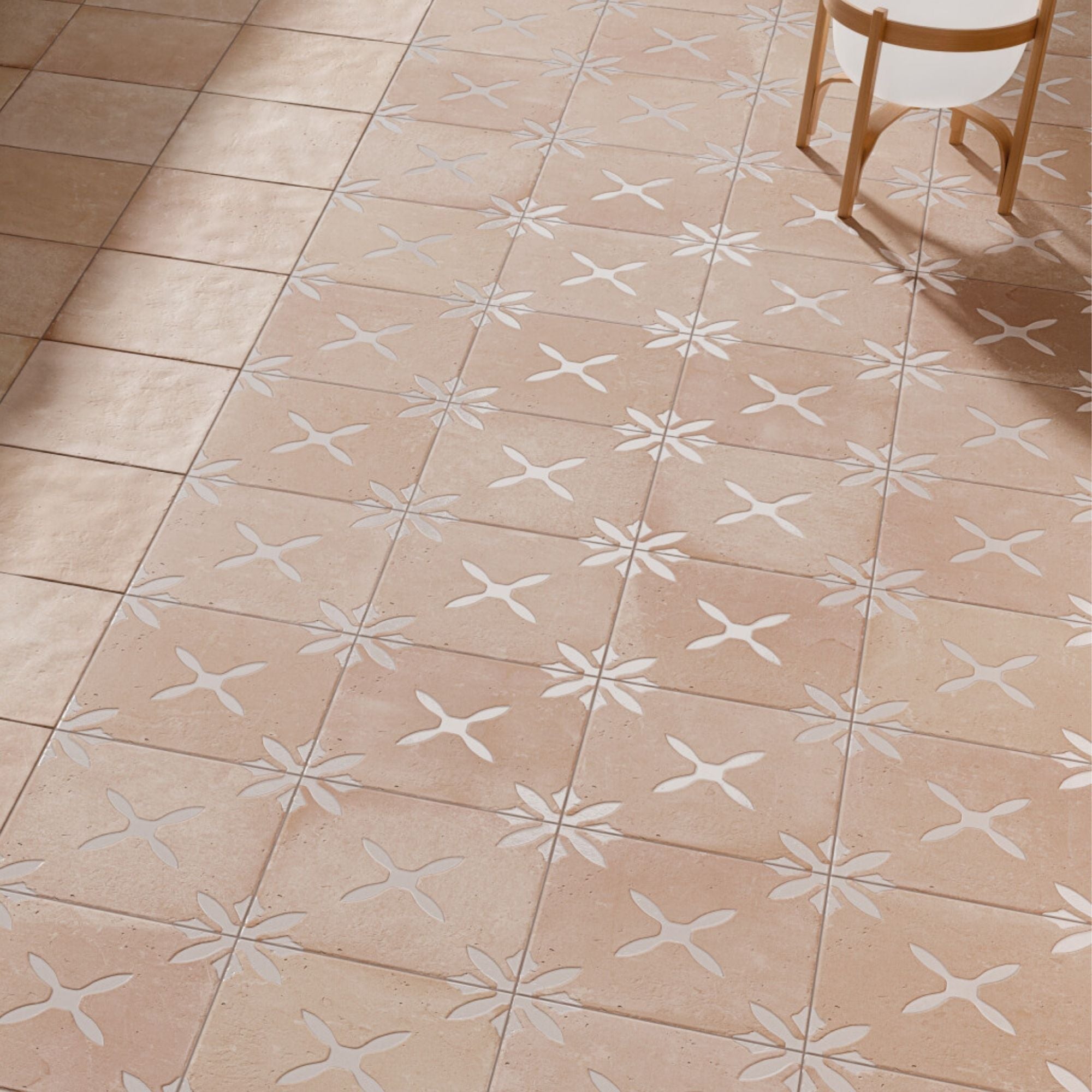 Pangea Sand Flower Pattern Porcelain Tile 22x22cm Matt