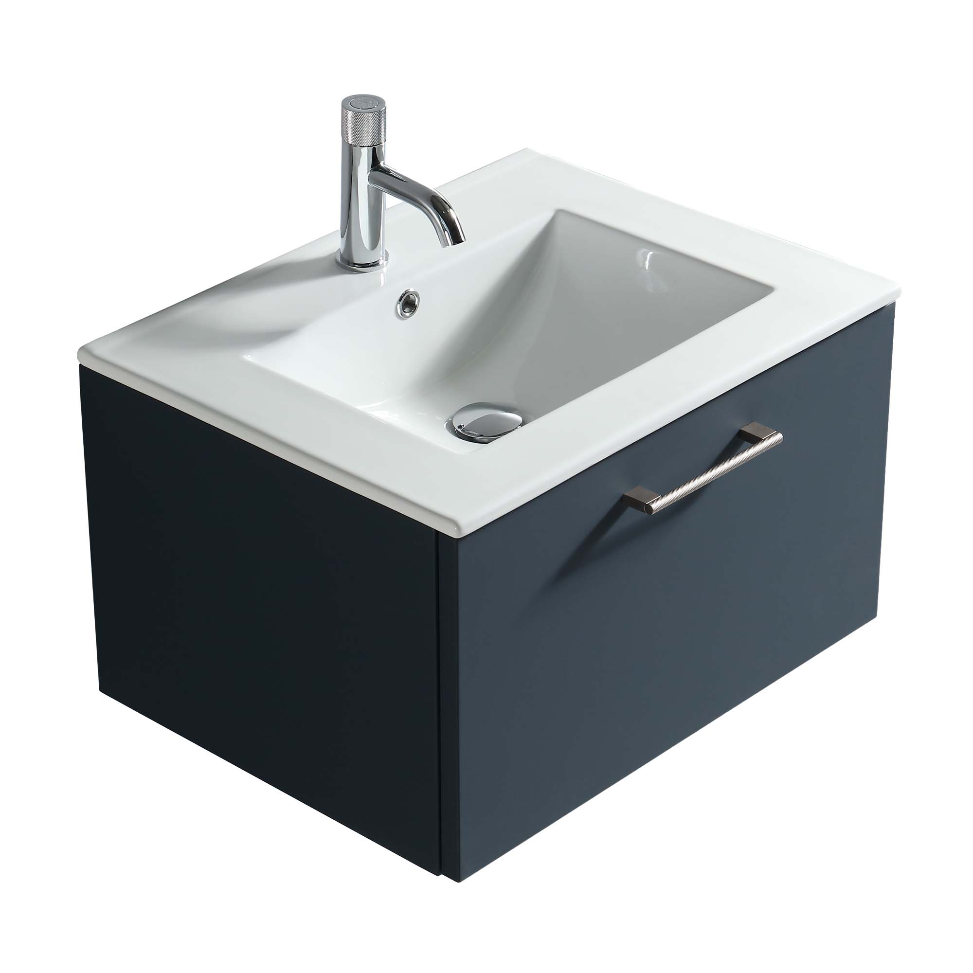 pisa 600 wall mounted 1 drawer vanity unit with washbasin midnight shadow