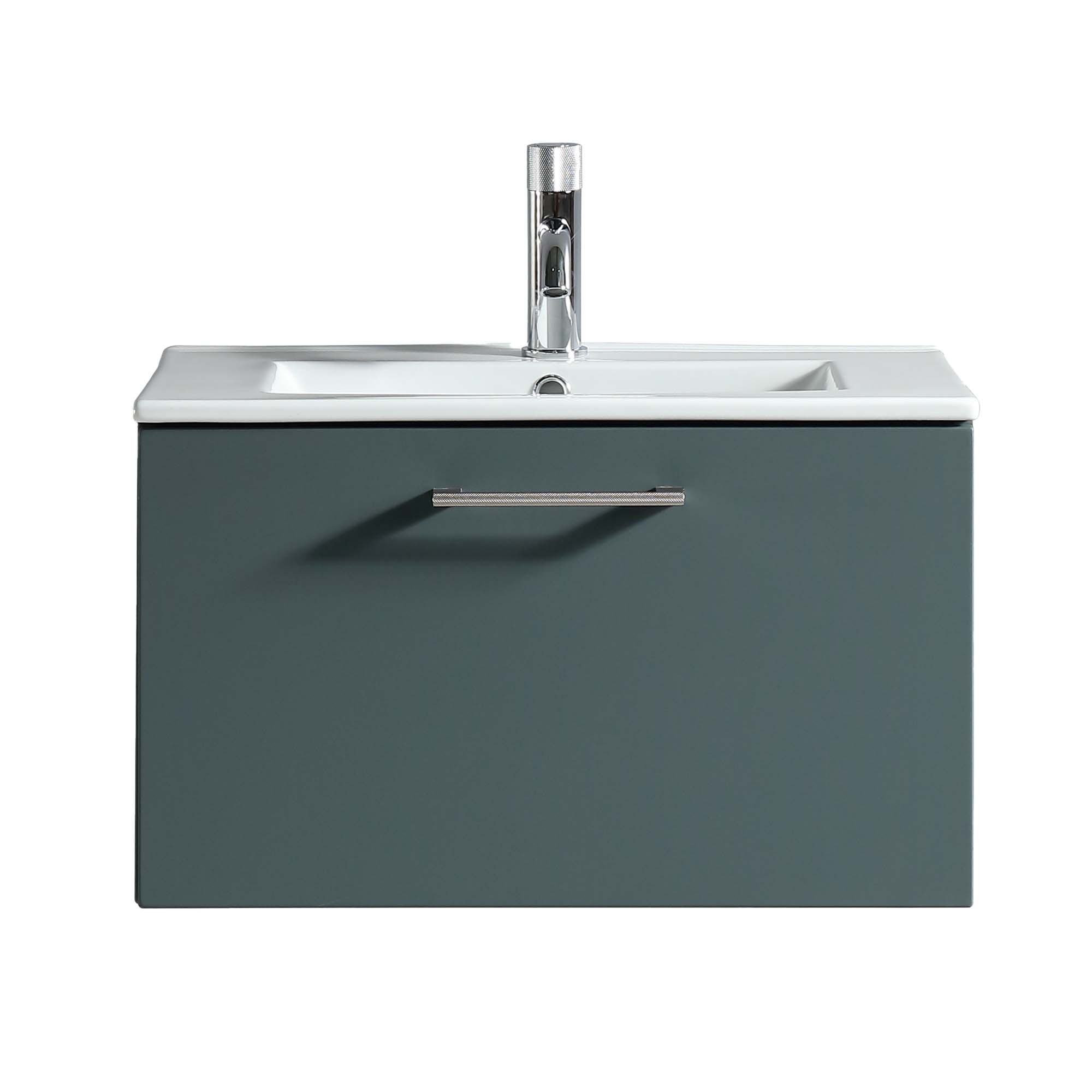 pisa 600 wall mounted 1 drawer vanity unit with washbasin smoked sage