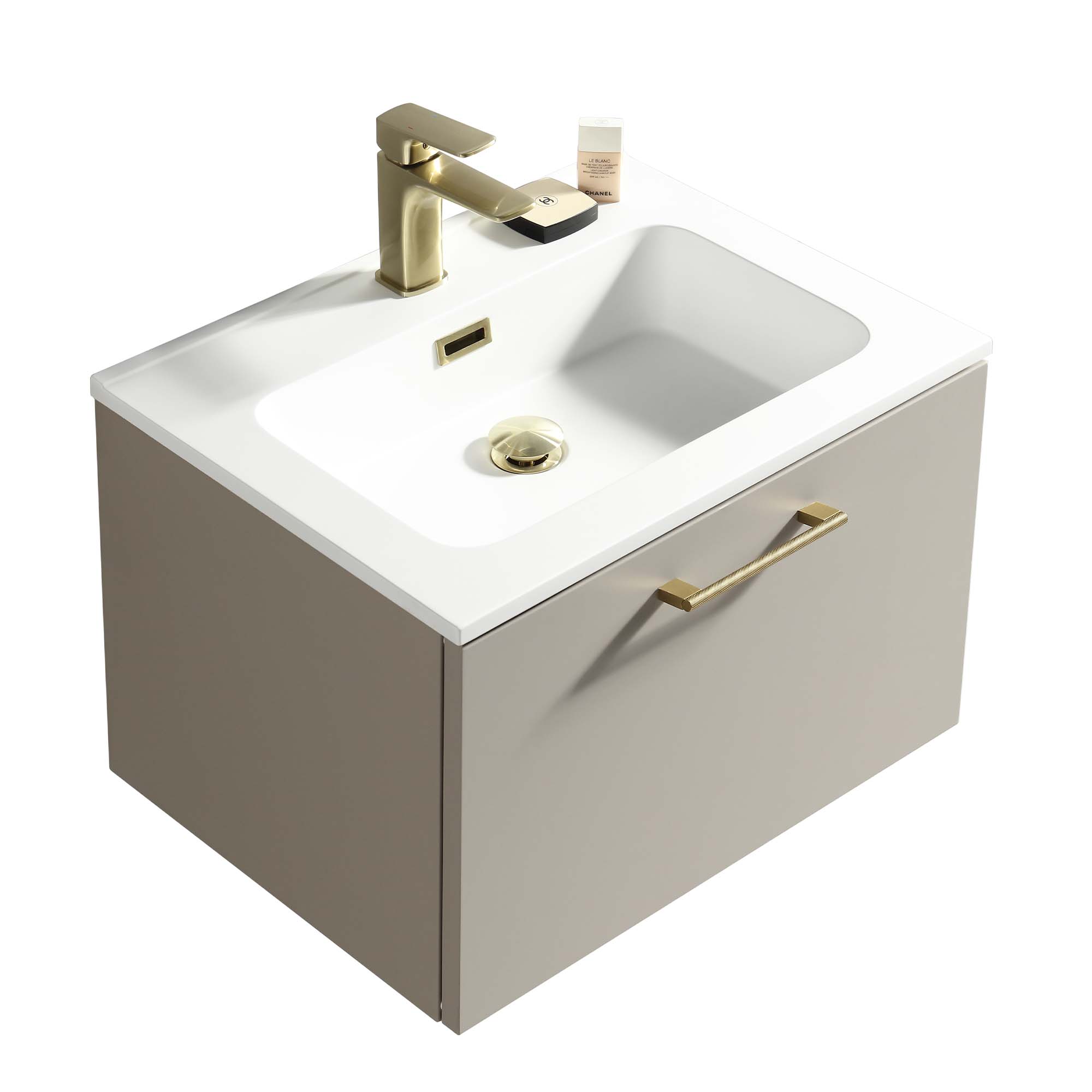 pisa 600 wall mounted 1 drawer vanity unit with washbasin soft coffee