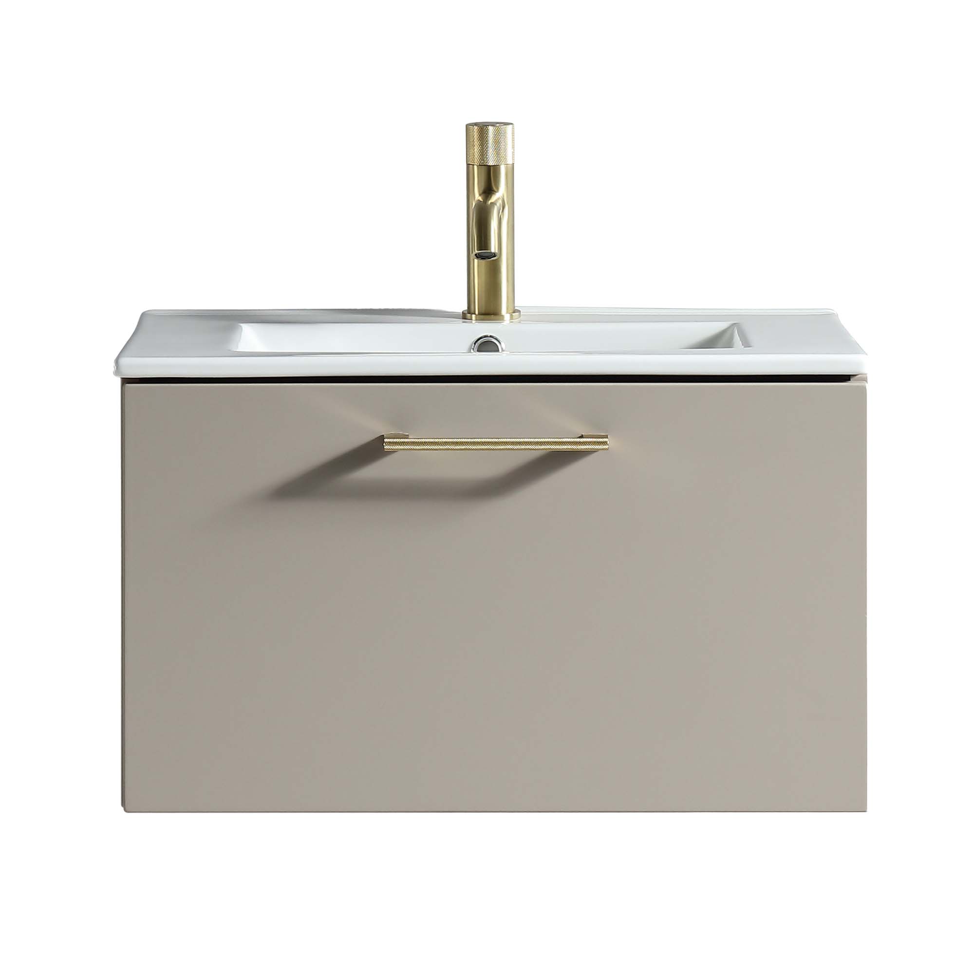 pisa 600 wall mounted 1 drawer vanity unit with washbasin soft coffee