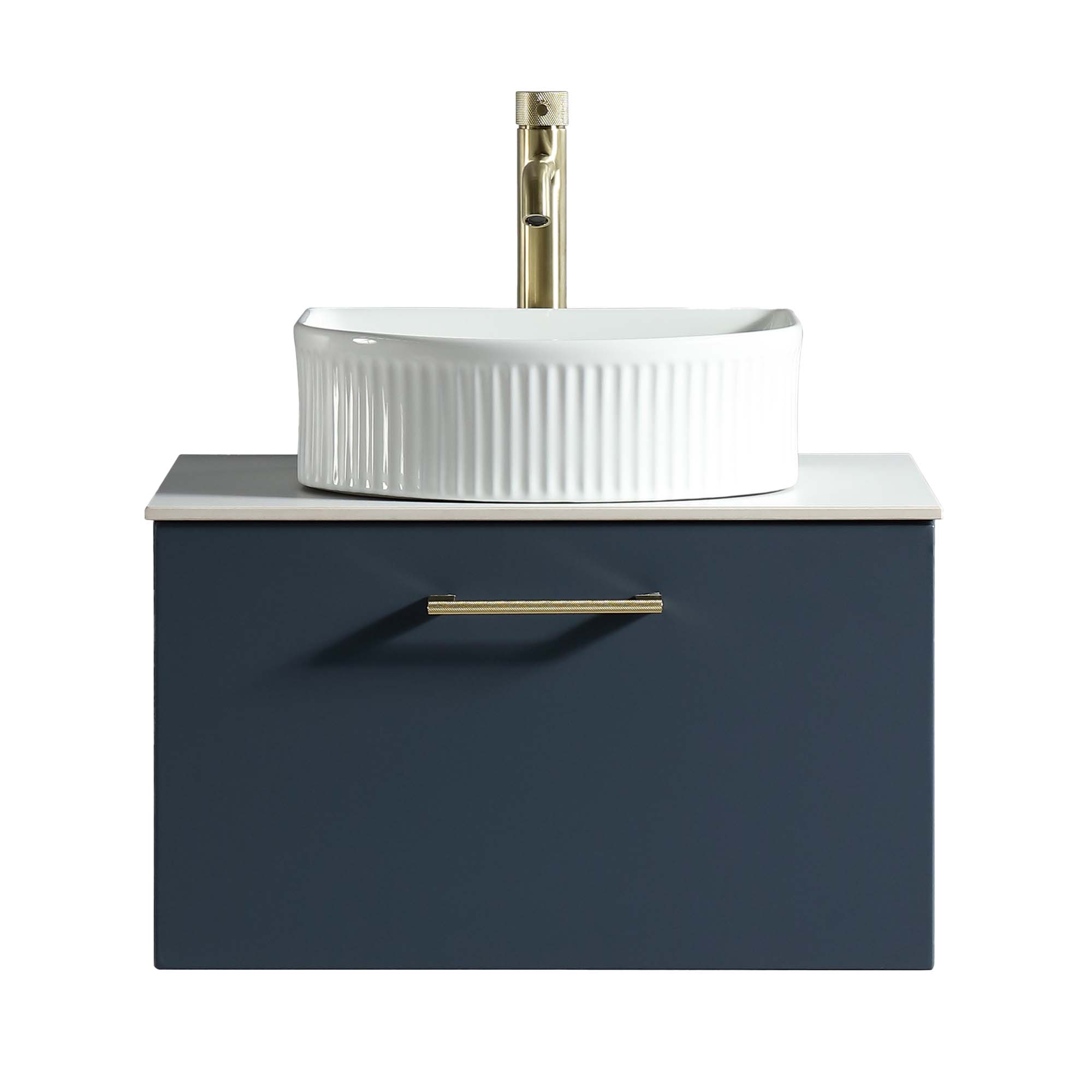 pisa 600 wall mounted 1 drawer vanity unit with worktop midnight shadow