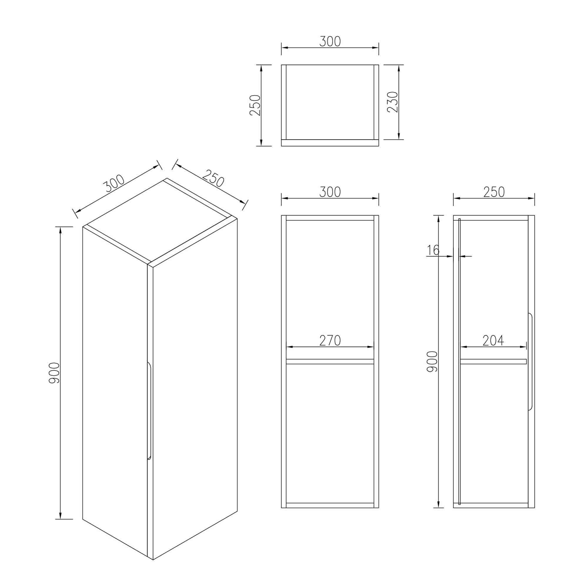 Pisa Wall Mounted Tall Storage Cabinet