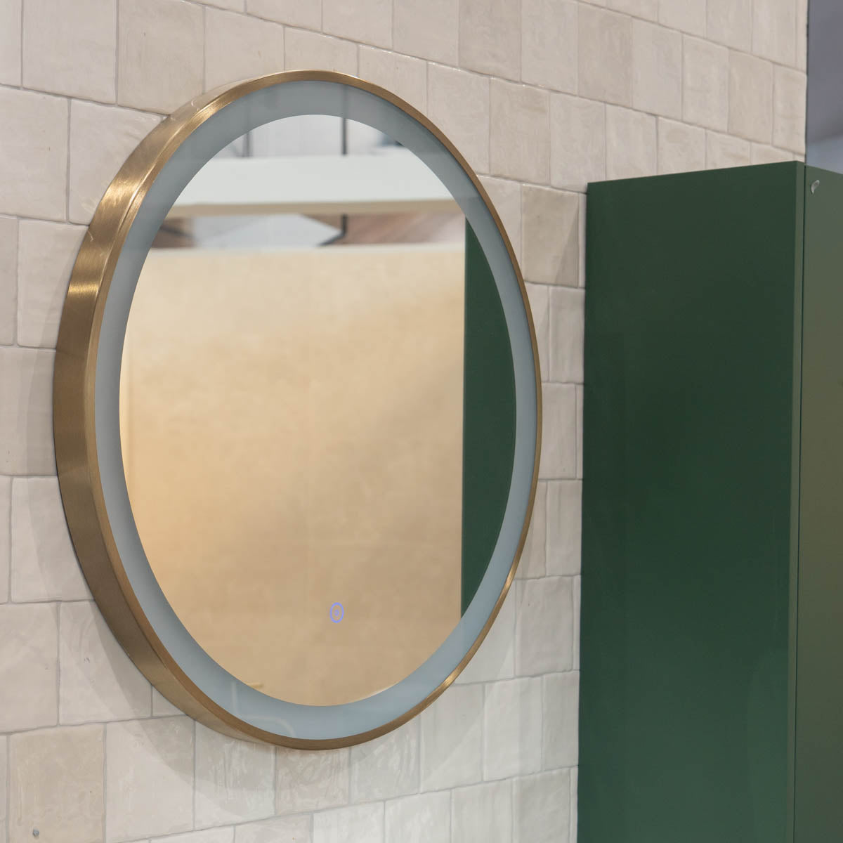 Granlusso Rocco Round LED Mirror with Brushed Brass Frame