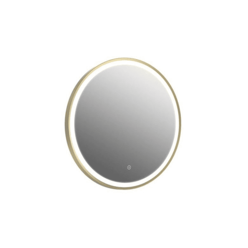 Granlusso Rocco Round LED Mirror with Brushed Brass Frame