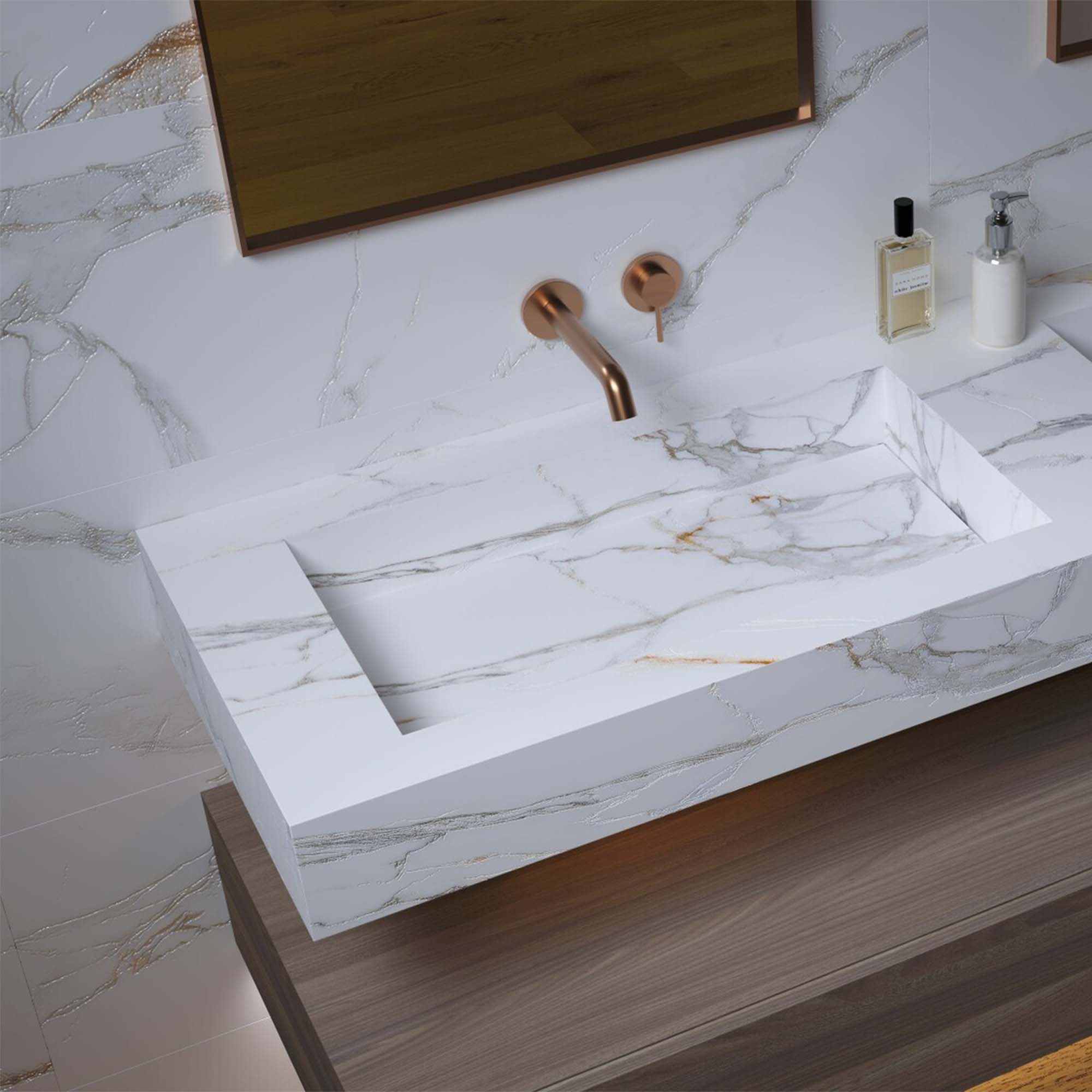 praline gold 4d marble effect ceramic tile matt 33x100cm