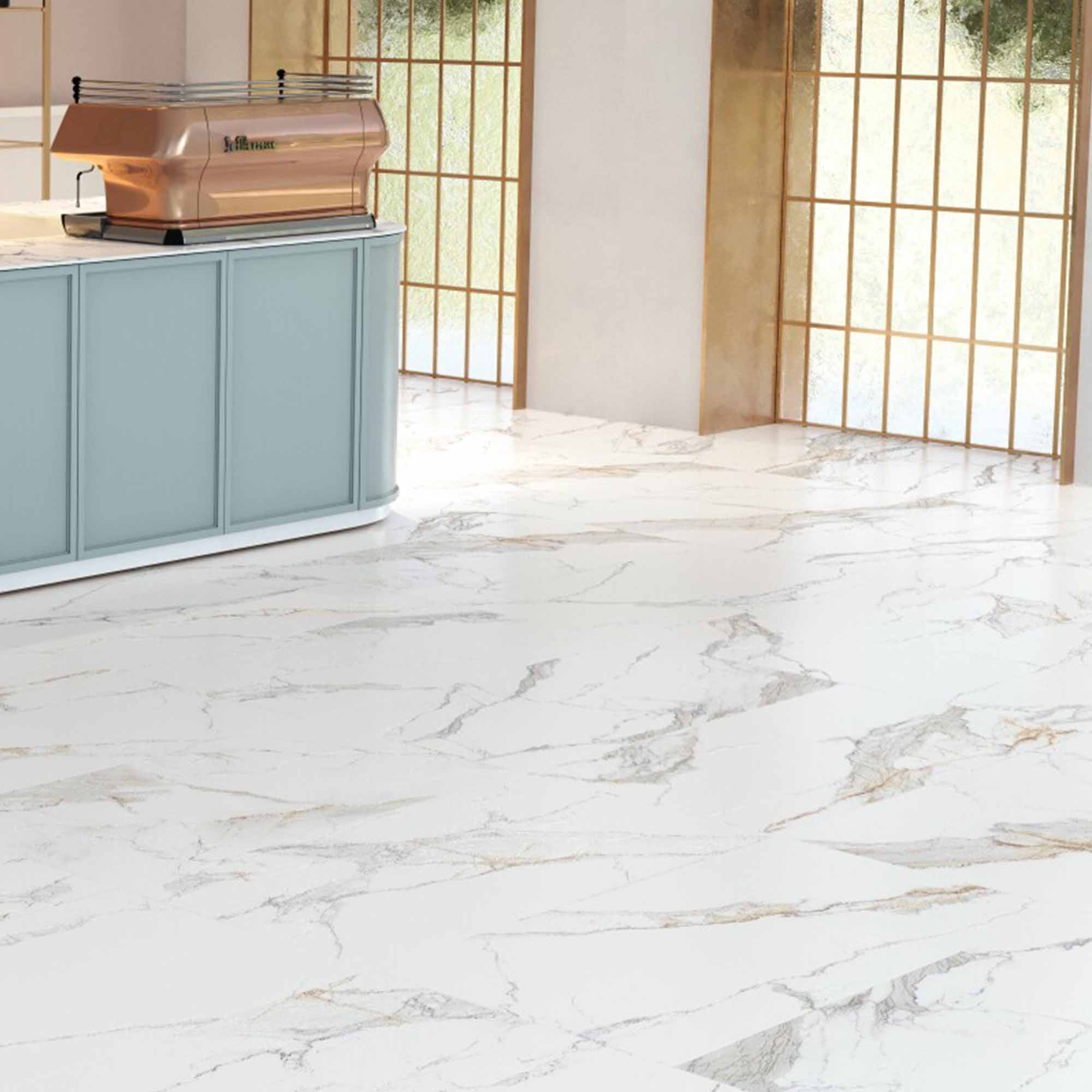 praline gold marble effect porcelain tile polished 60x120cm