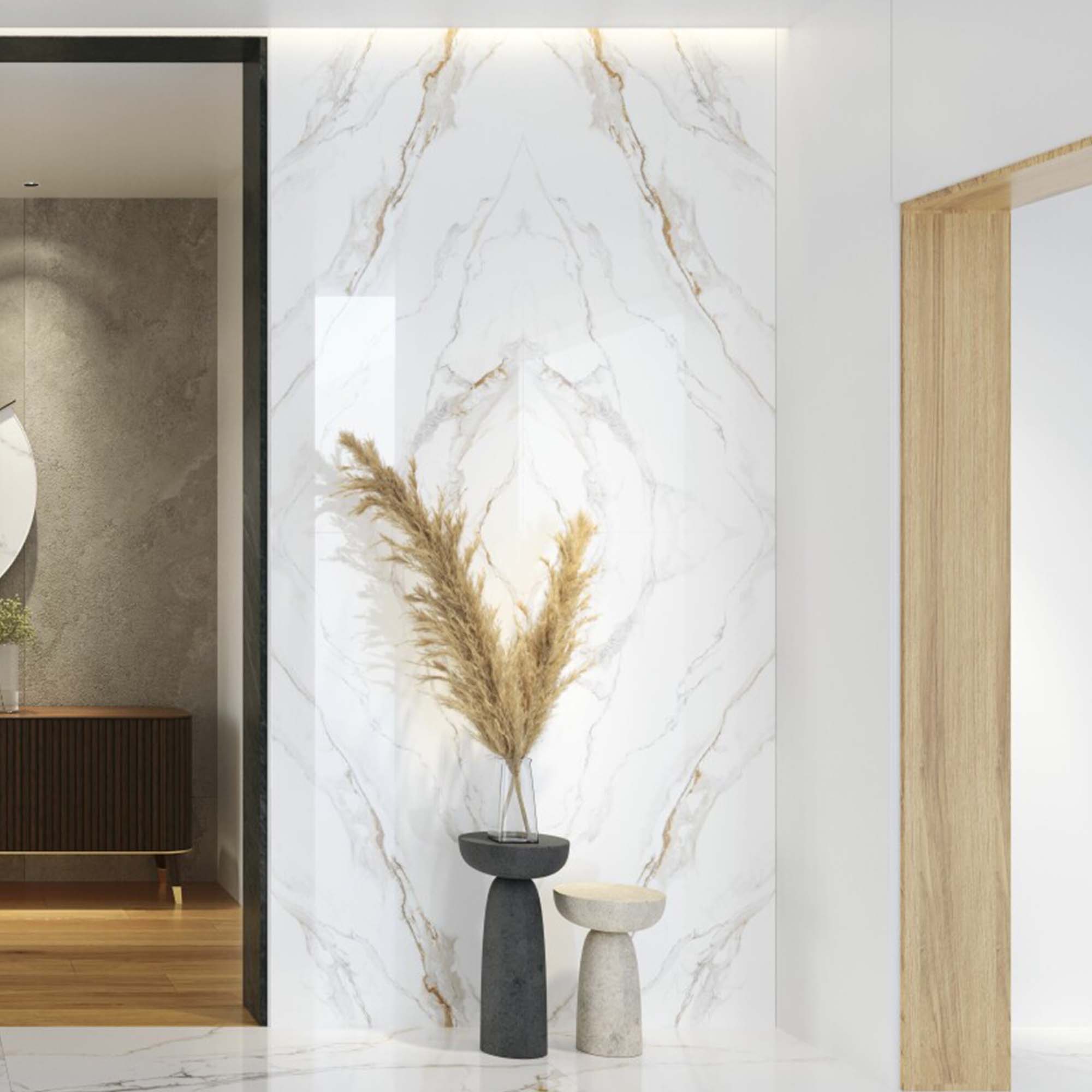 praline gold marble effect tile 75x151cm bookmatch polished