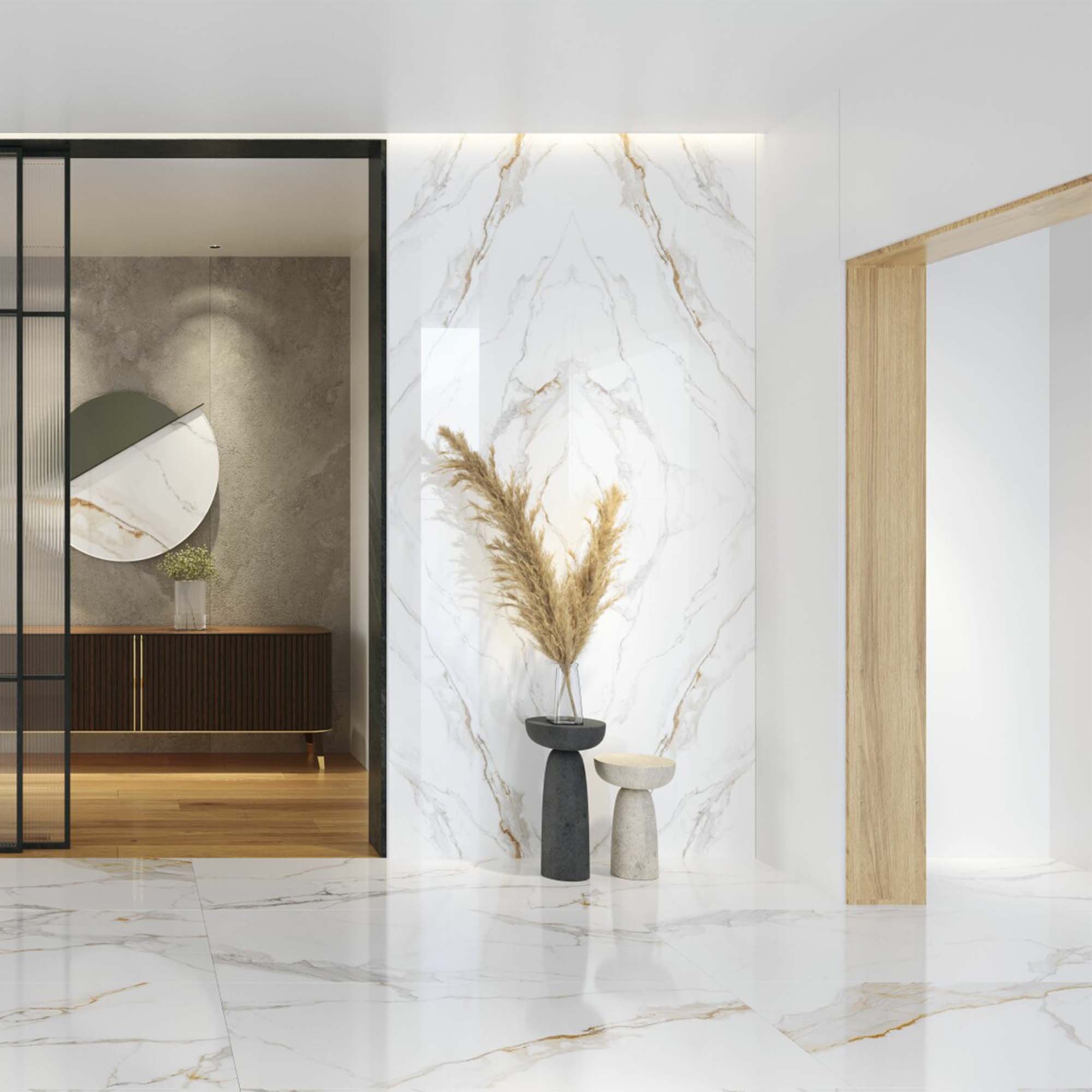 praline gold marble effect tile 75x151cm bookmatch polished